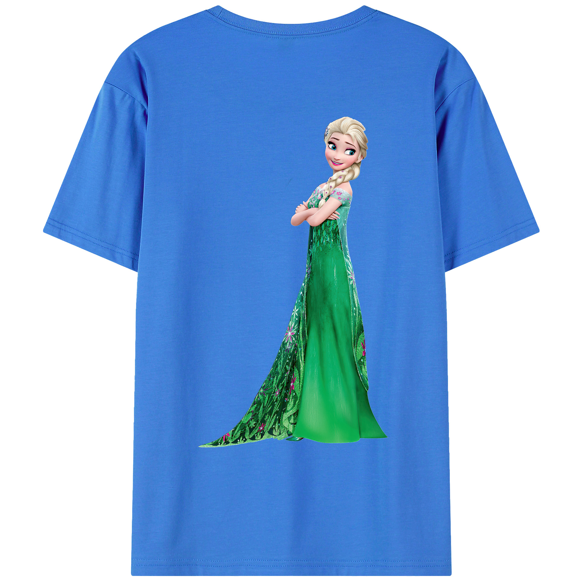 （画像用） アナと雪の女王 アンナ エルサ Frozen Anna Elsa 綿100％ メンズ半袖Tシャツ（バックプリント） 通気性