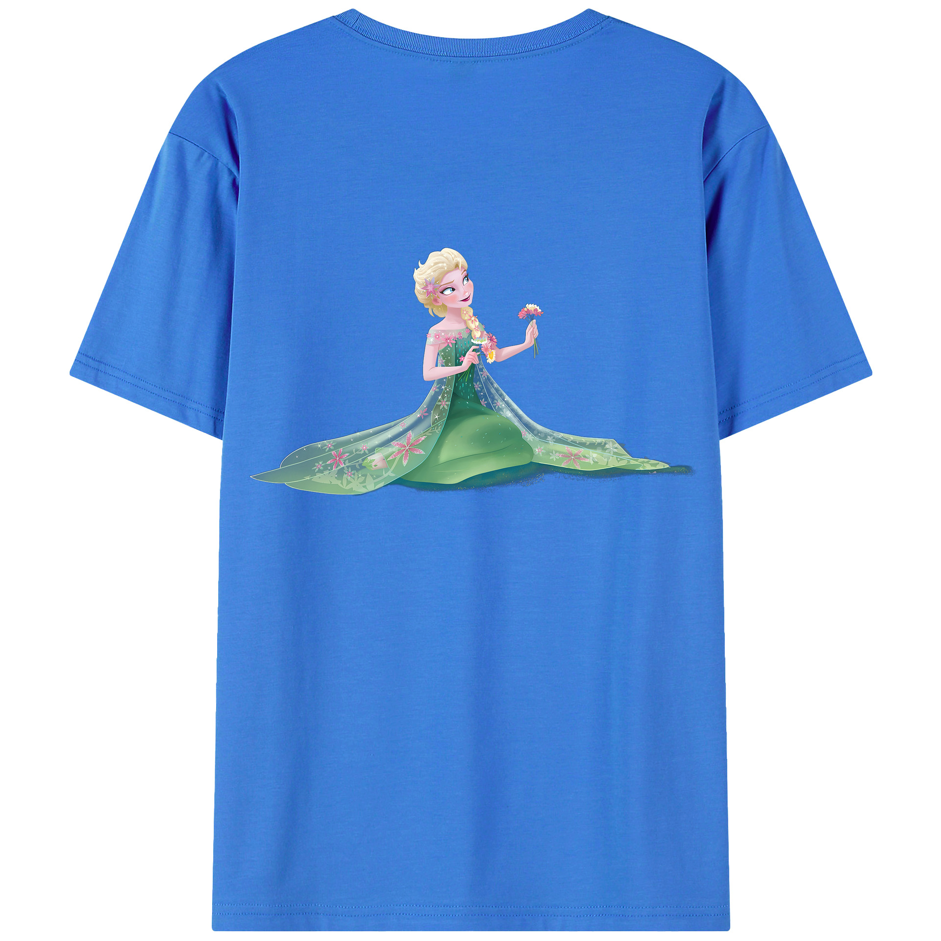 （画像用） アナと雪の女王 アンナ エルサ Frozen Anna Elsa 綿100％ メンズ半袖Tシャツ（バックプリント） 通気性
