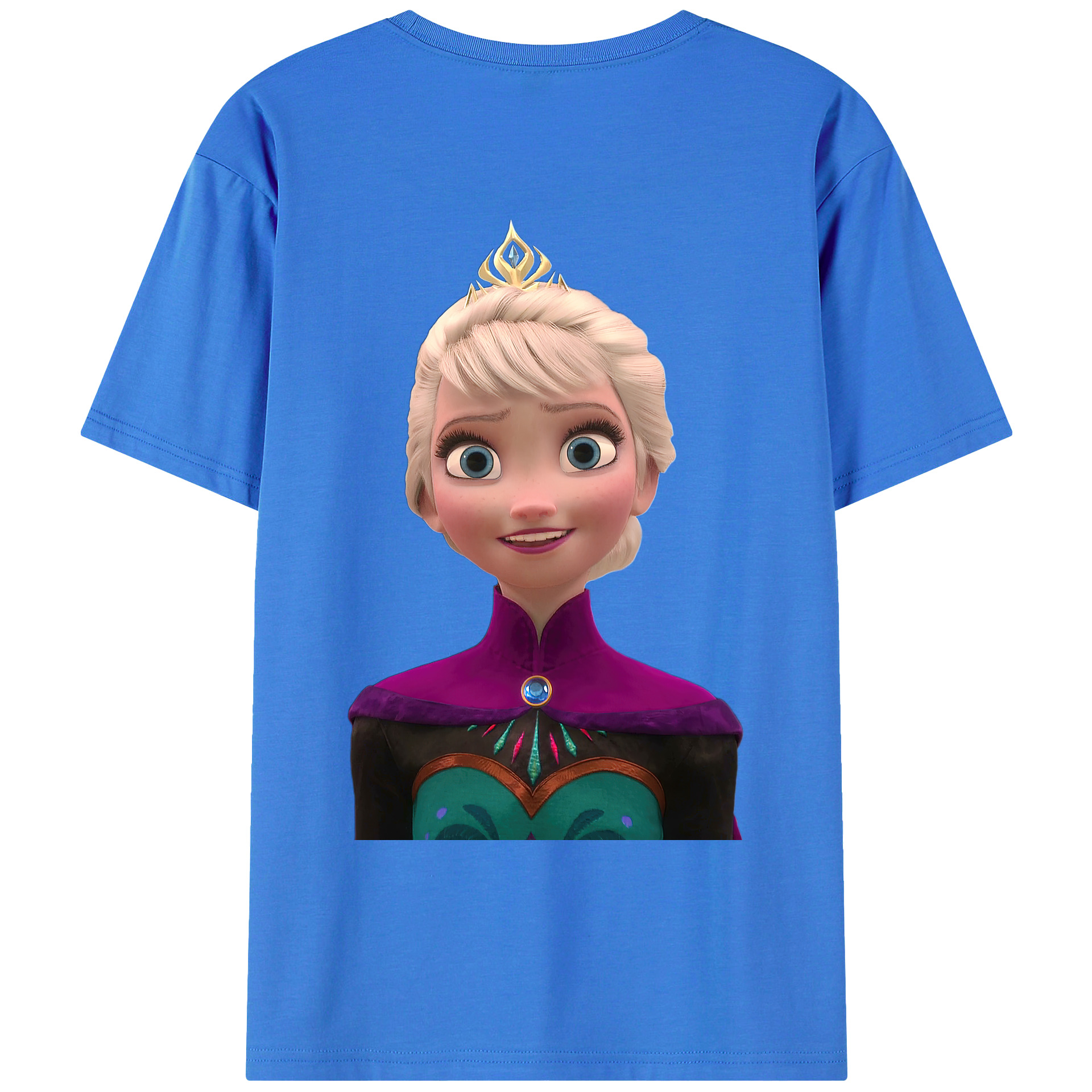 （画像用） アナと雪の女王 アンナ エルサ Frozen Anna Elsa 綿100％ メンズ半袖Tシャツ（バックプリント） 通気性