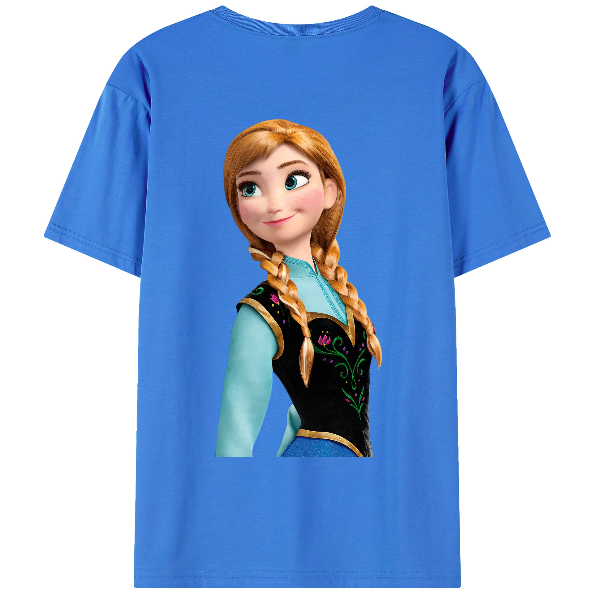 （画像用） アナと雪の女王 アンナ エルサ Frozen Anna Elsa 綿100％ メンズ半袖Tシャツ（バックプリント） 通気性