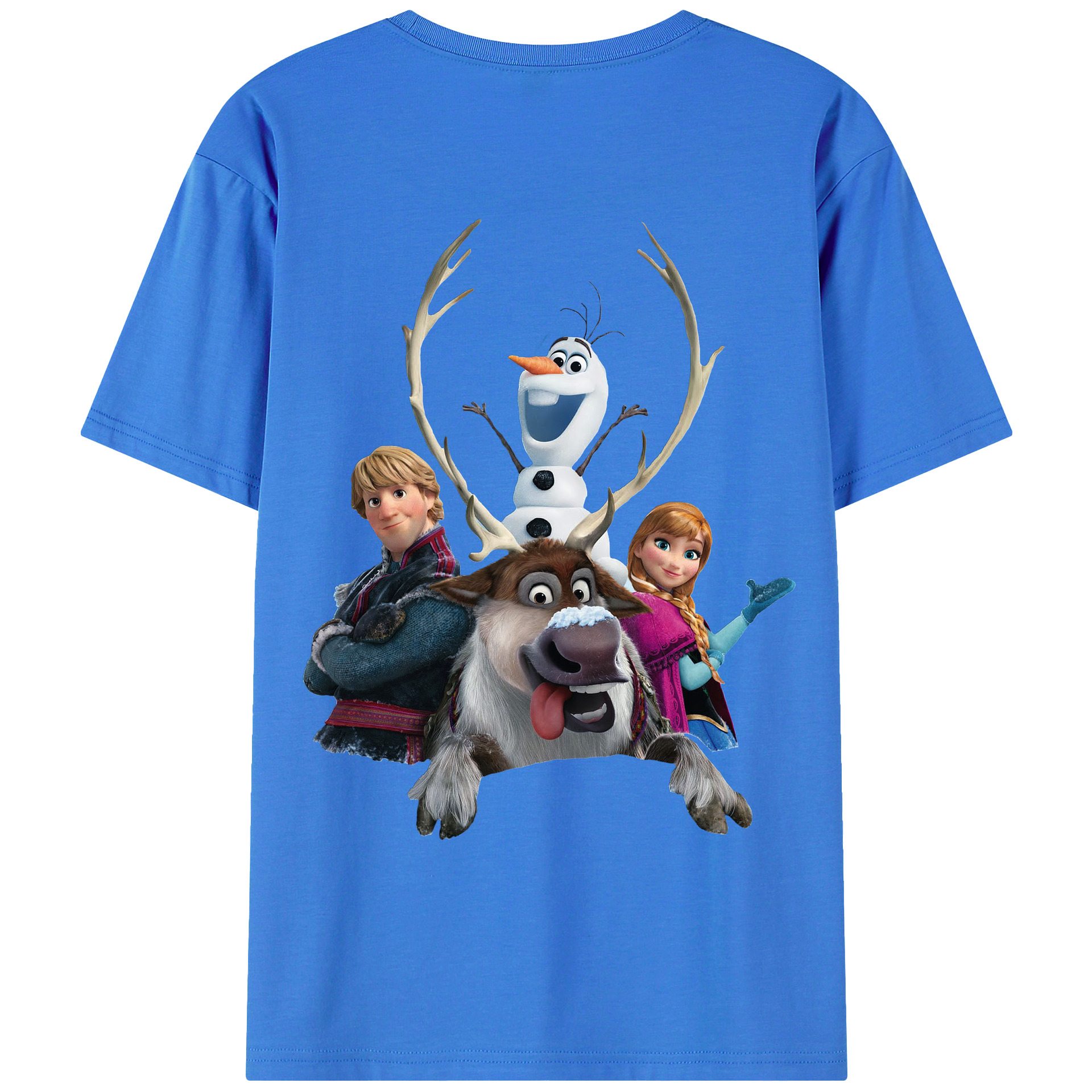 （画像用） アナと雪の女王 アンナ エルサ Frozen Anna Elsa 綿100％ メンズ半袖Tシャツ（バックプリント） 通気性
