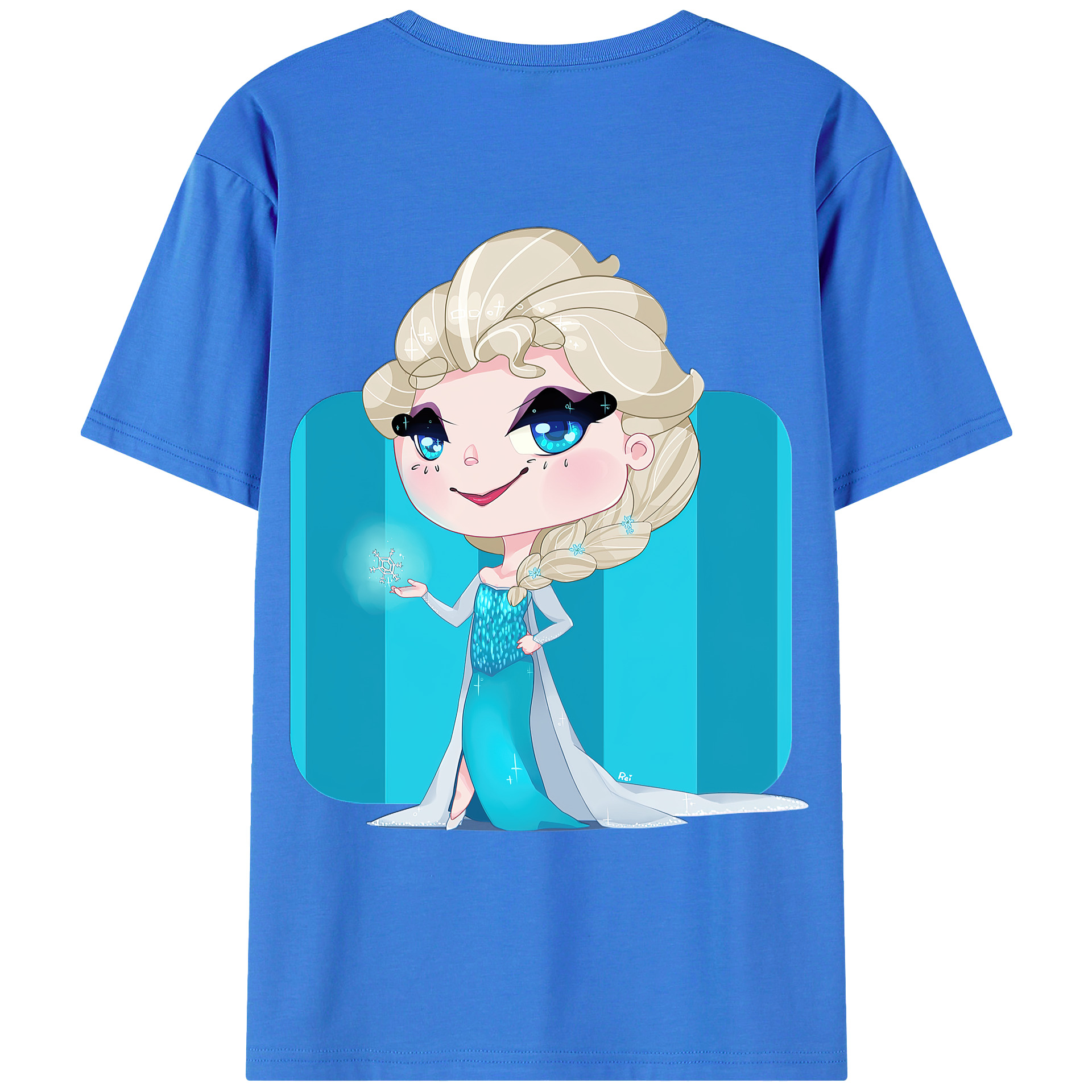 （画像用） アナと雪の女王 アンナ エルサ Frozen Anna Elsa 綿100％ メンズ半袖Tシャツ（バックプリント） 通気性