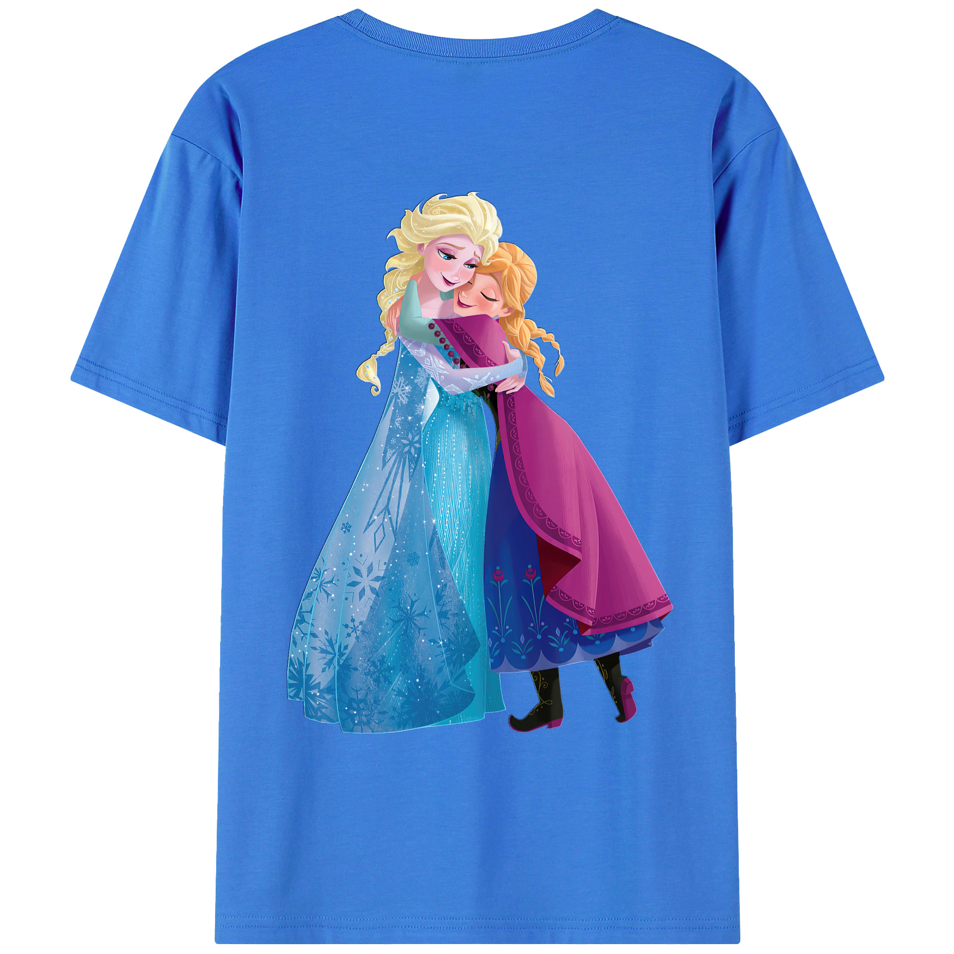 （画像用） アナと雪の女王 アンナ エルサ Frozen Anna Elsa 綿100％ メンズ半袖Tシャツ（バックプリント） 通気性