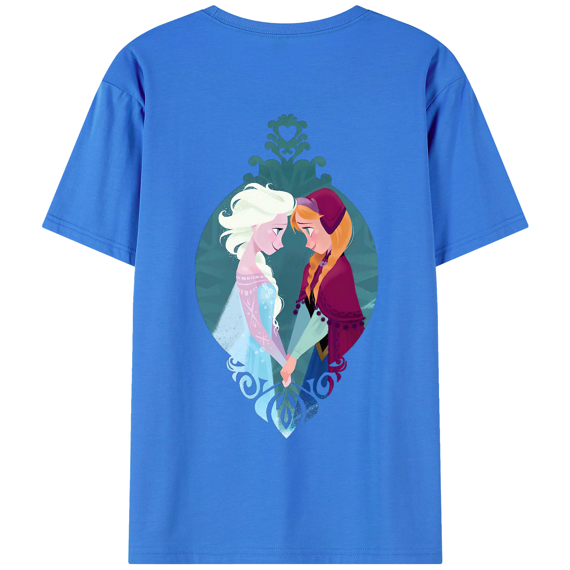 （画像用） アナと雪の女王 アンナ エルサ Frozen Anna Elsa 綿100％ メンズ半袖Tシャツ（バックプリント） 通気性