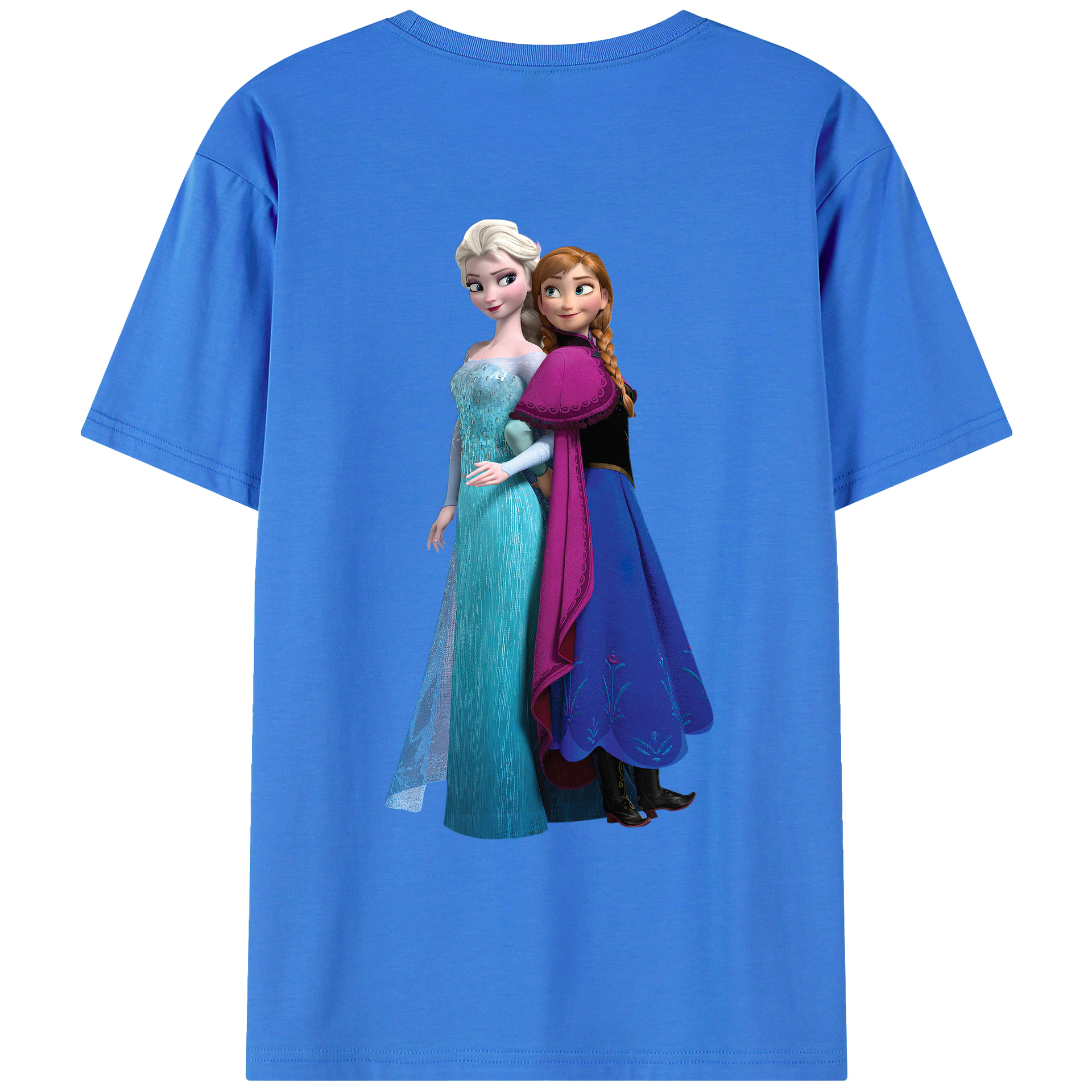 （画像用） アナと雪の女王 アンナ エルサ Frozen Anna Elsa 綿100％ メンズ半袖Tシャツ（バックプリント） 通気性