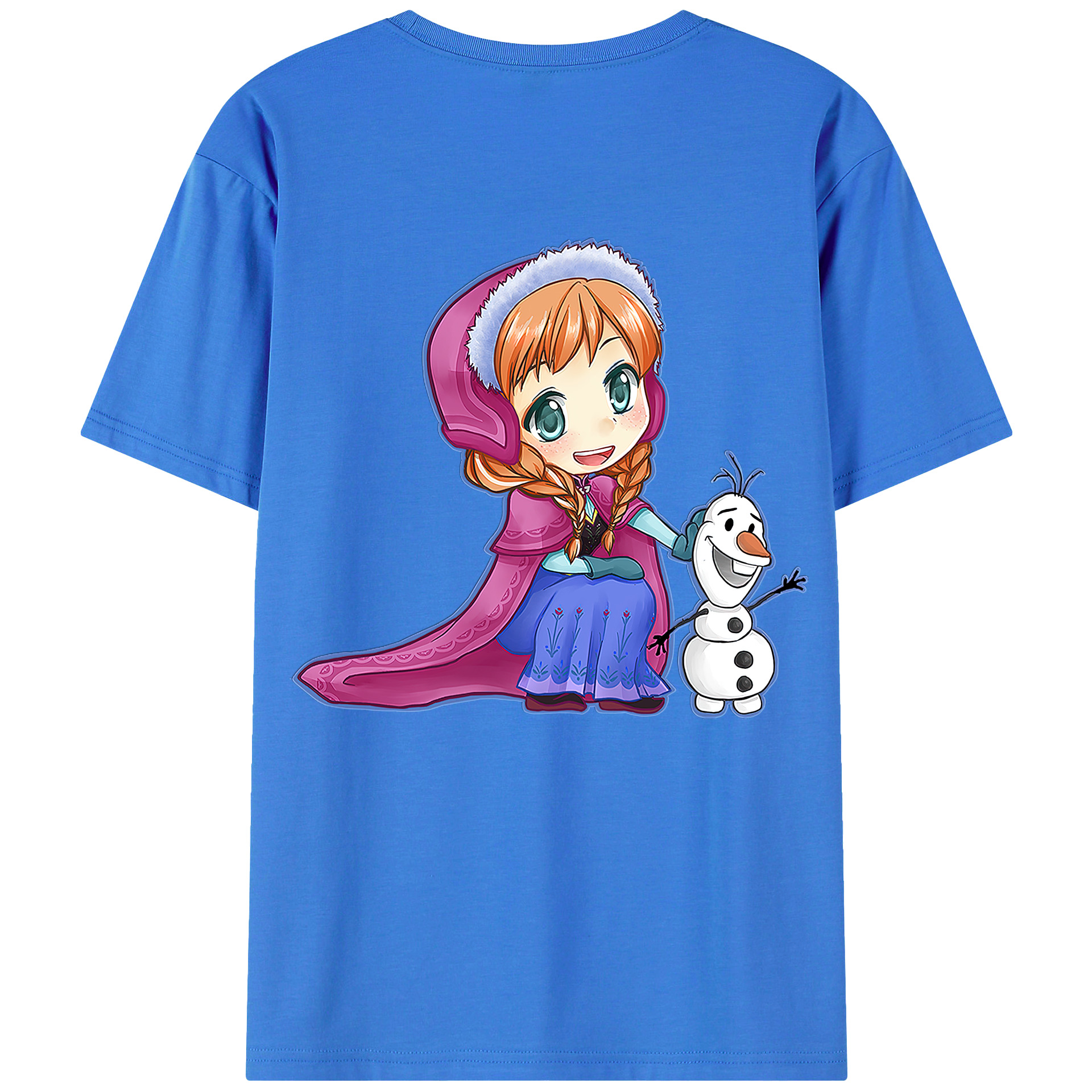（画像用） アナと雪の女王 アンナ エルサ Frozen Anna Elsa 綿100％ メンズ半袖Tシャツ（バックプリント） 通気性
