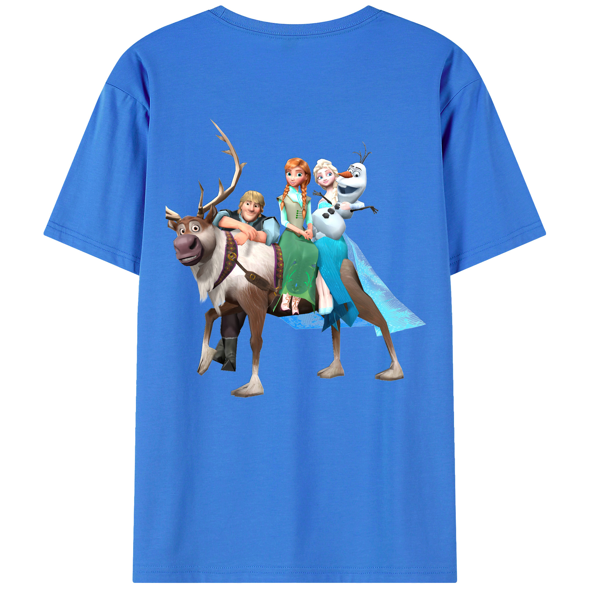 （画像用） アナと雪の女王 アンナ エルサ Frozen Anna Elsa 綿100％ メンズ半袖Tシャツ（バックプリント） 通気性