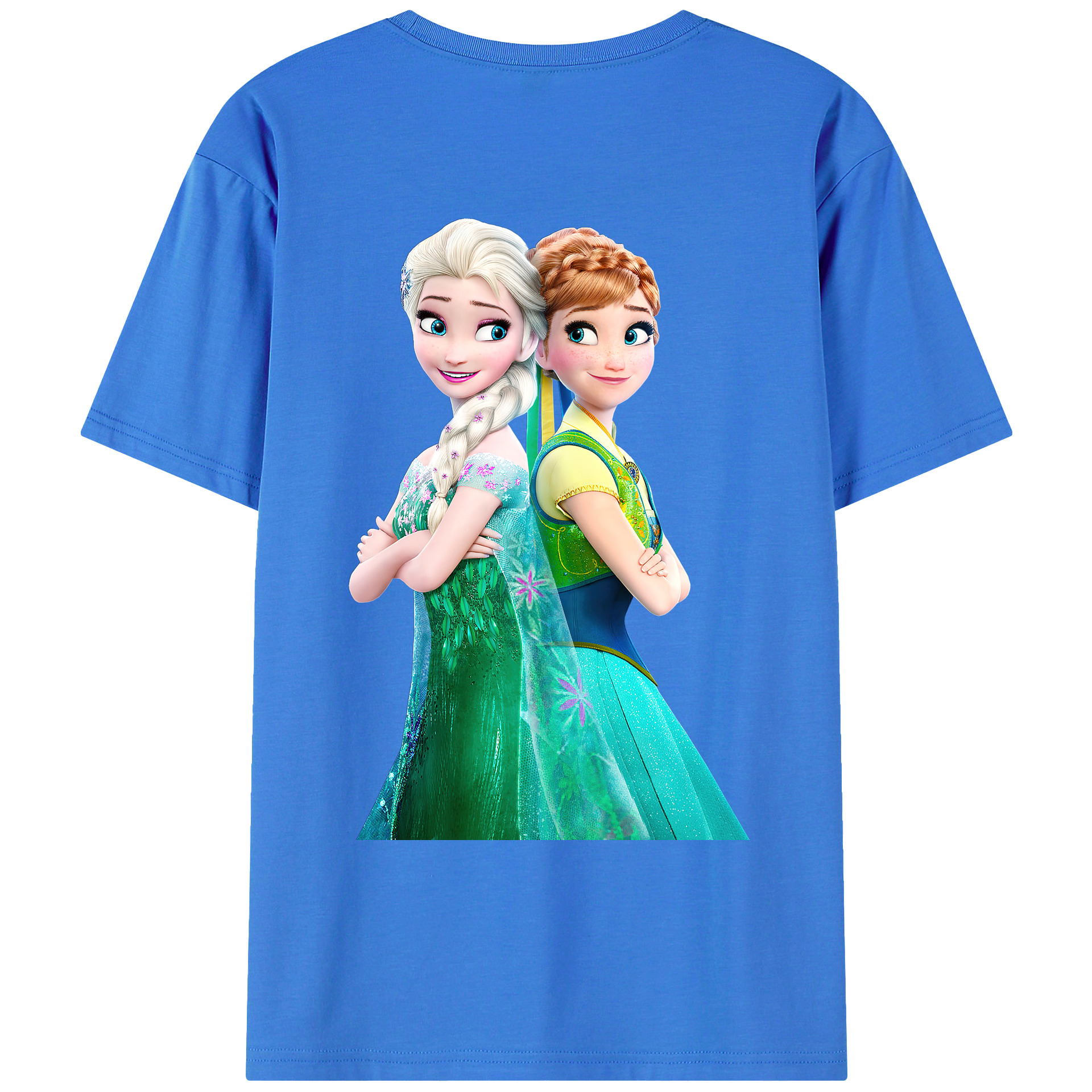 （画像用） アナと雪の女王 アンナ エルサ Frozen Anna Elsa 綿100％ メンズ半袖Tシャツ（バックプリント） 通気性