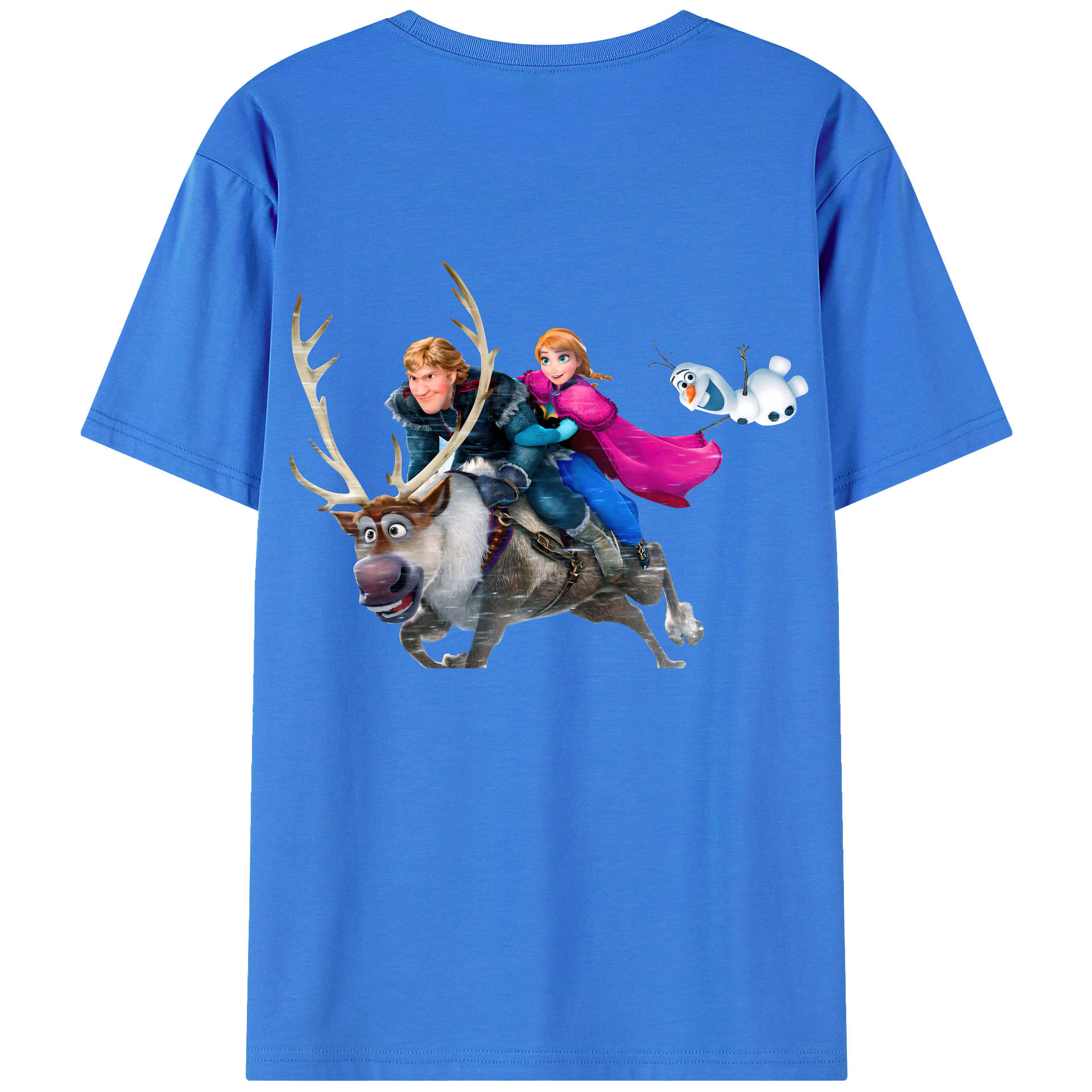 （画像用） アナと雪の女王 アンナ エルサ Frozen Anna Elsa 綿100％ メンズ半袖Tシャツ（バックプリント） 通気性