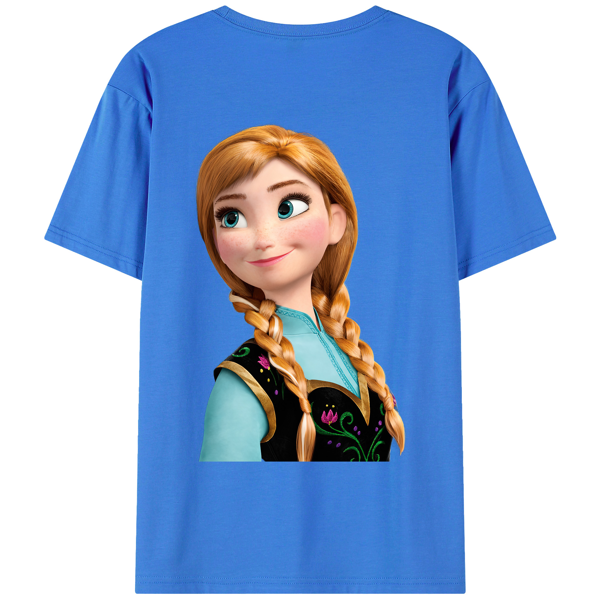 （画像用） アナと雪の女王 アンナ エルサ Frozen Anna Elsa 綿100％ メンズ半袖Tシャツ（バックプリント） 通気性