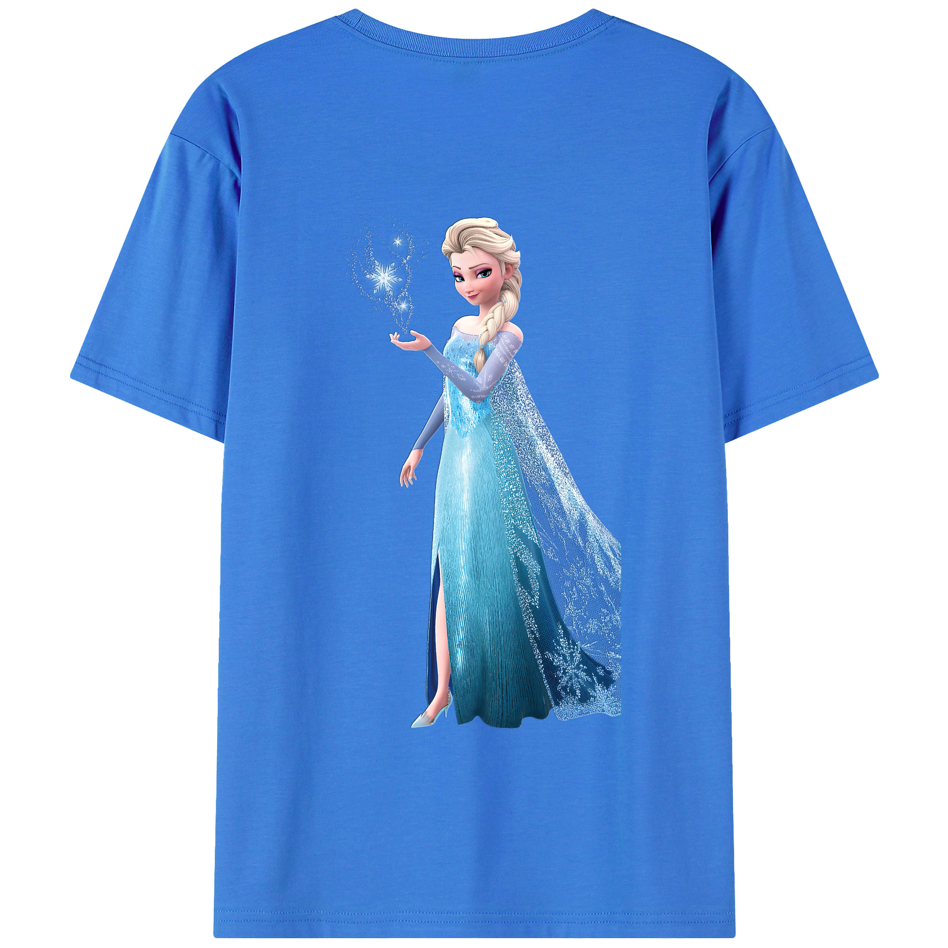 （画像用） アナと雪の女王 アンナ エルサ Frozen Anna Elsa 綿100％ メンズ半袖Tシャツ（バックプリント） 通気性