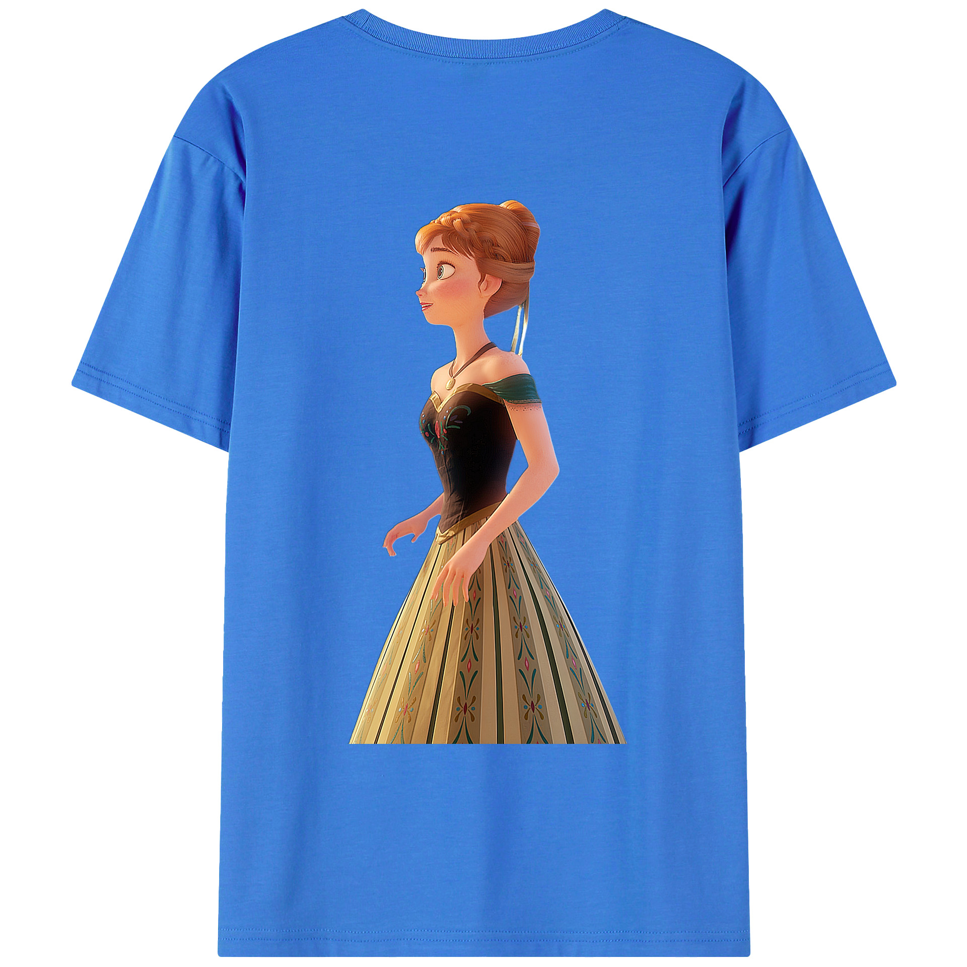 （画像用） アナと雪の女王 アンナ エルサ Frozen Anna Elsa 綿100％ メンズ半袖Tシャツ（バックプリント） 通気性