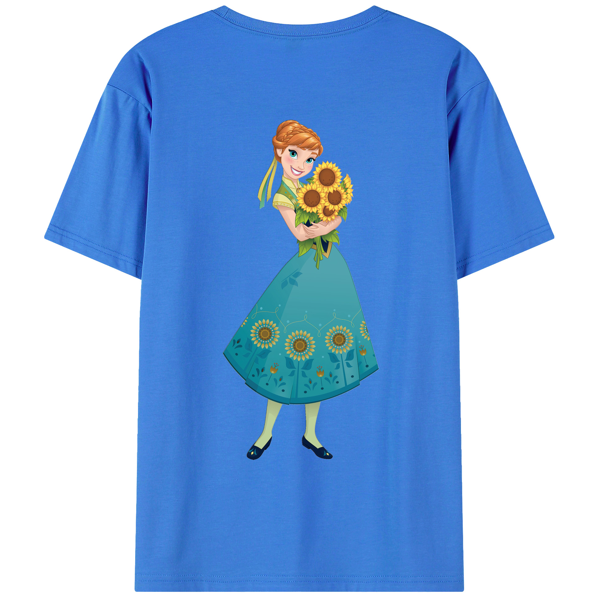 （画像用） アナと雪の女王 アンナ エルサ Frozen Anna Elsa 綿100％ メンズ半袖Tシャツ（バックプリント） 通気性