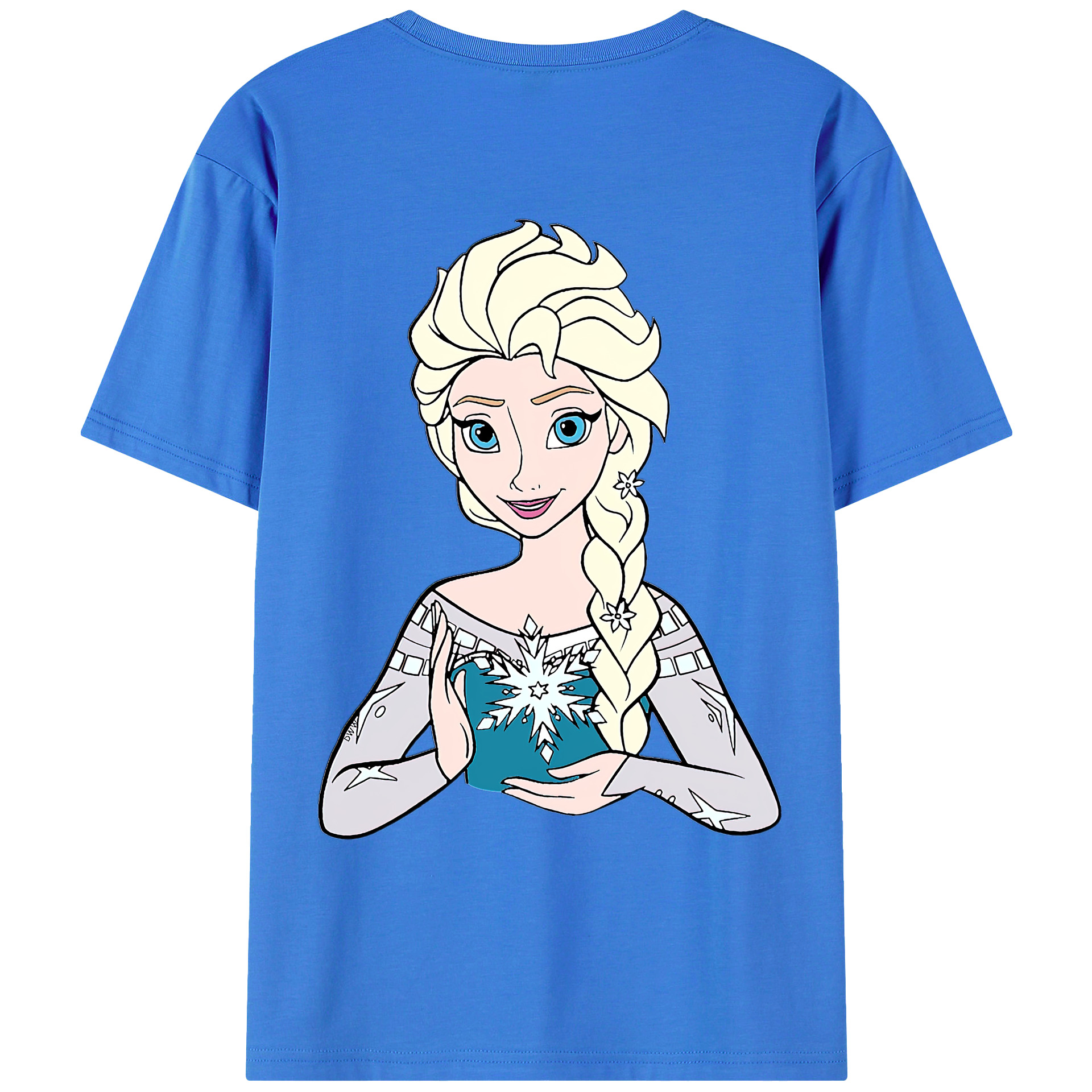 （画像用） アナと雪の女王 アンナ エルサ Frozen Anna Elsa 綿100％ メンズ半袖Tシャツ（バックプリント） 通気性