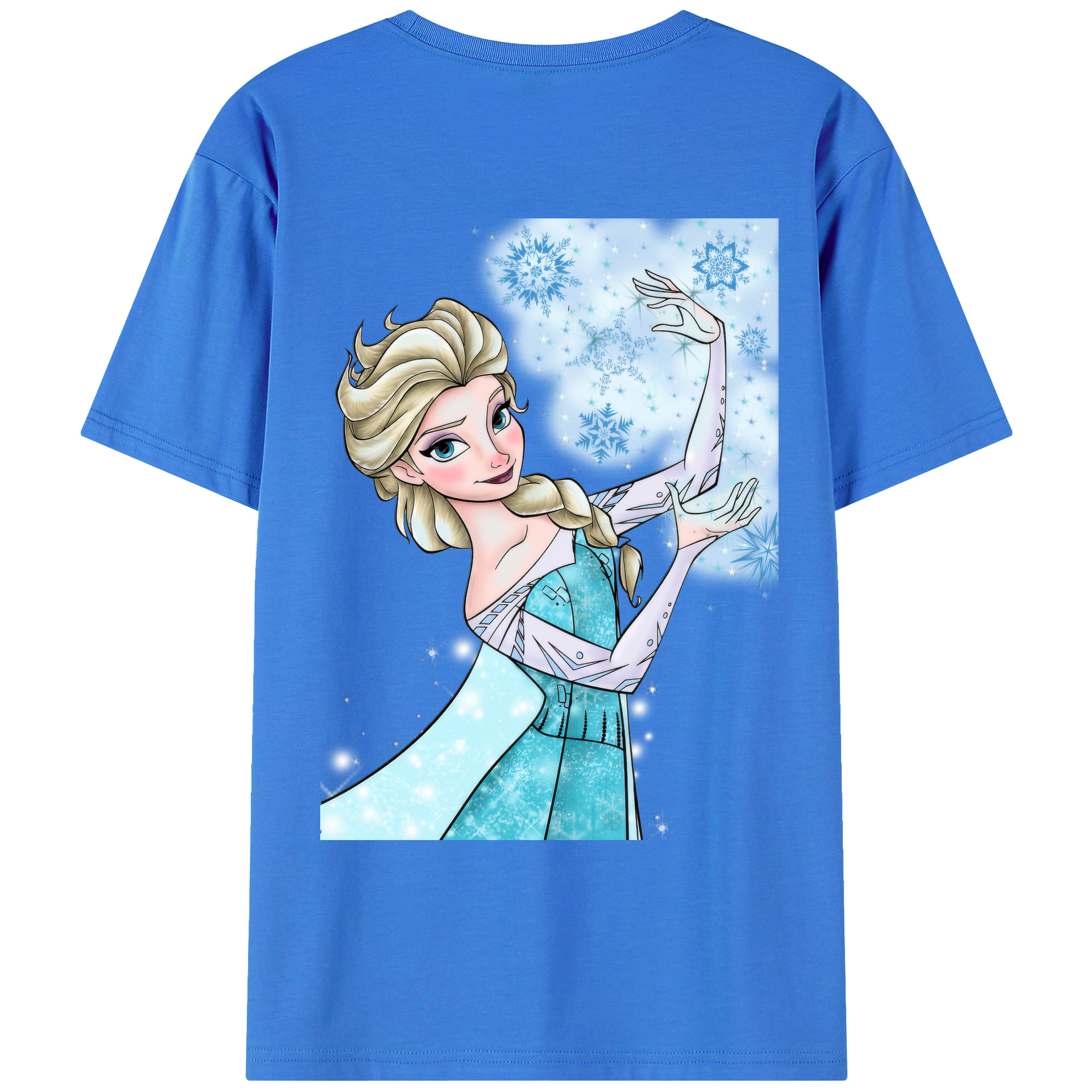 （画像用） アナと雪の女王 アンナ エルサ Frozen Anna Elsa 綿100％ メンズ半袖Tシャツ（バックプリント） 通気性