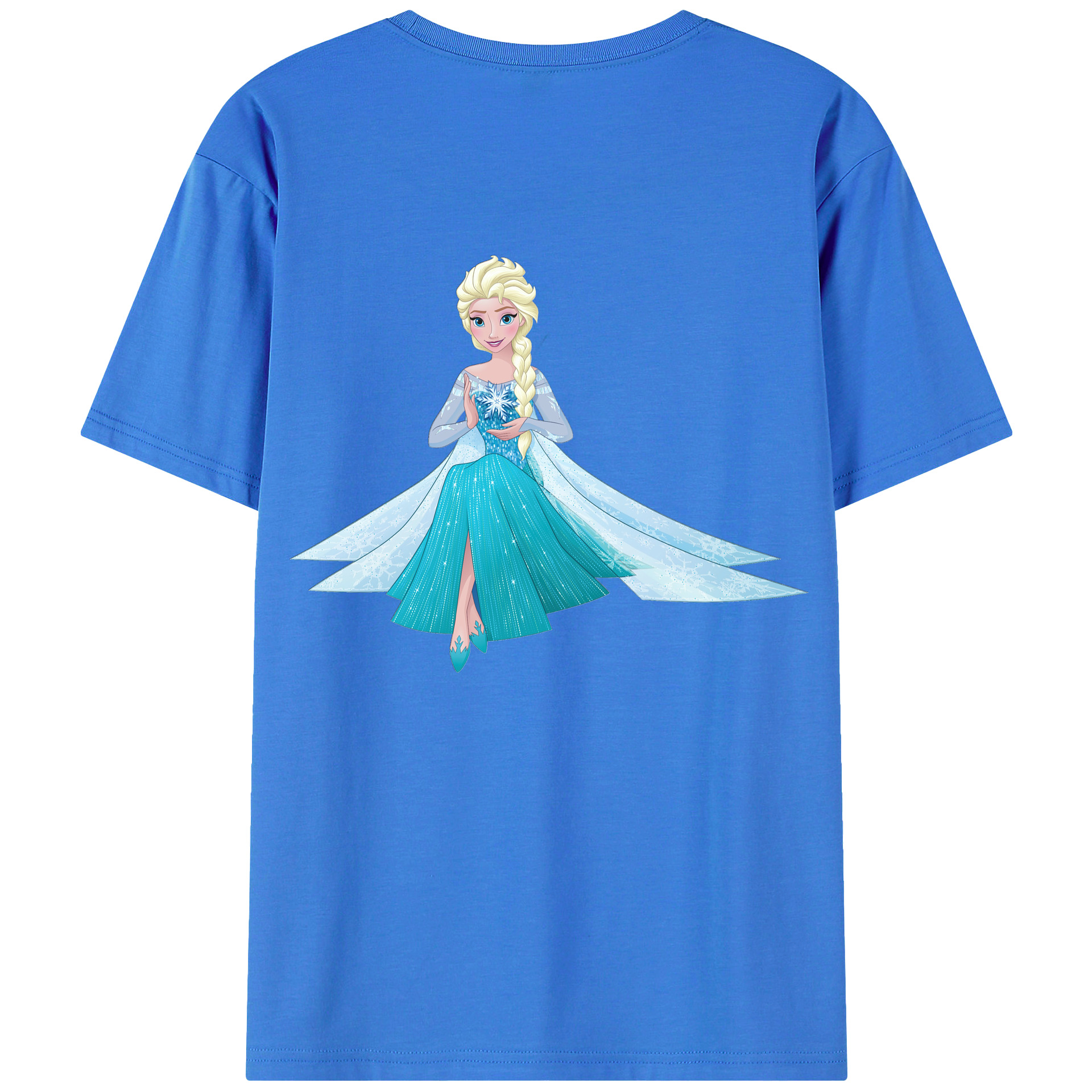 （画像用） アナと雪の女王 アンナ エルサ Frozen Anna Elsa 綿100％ メンズ半袖Tシャツ（バックプリント） 通気性