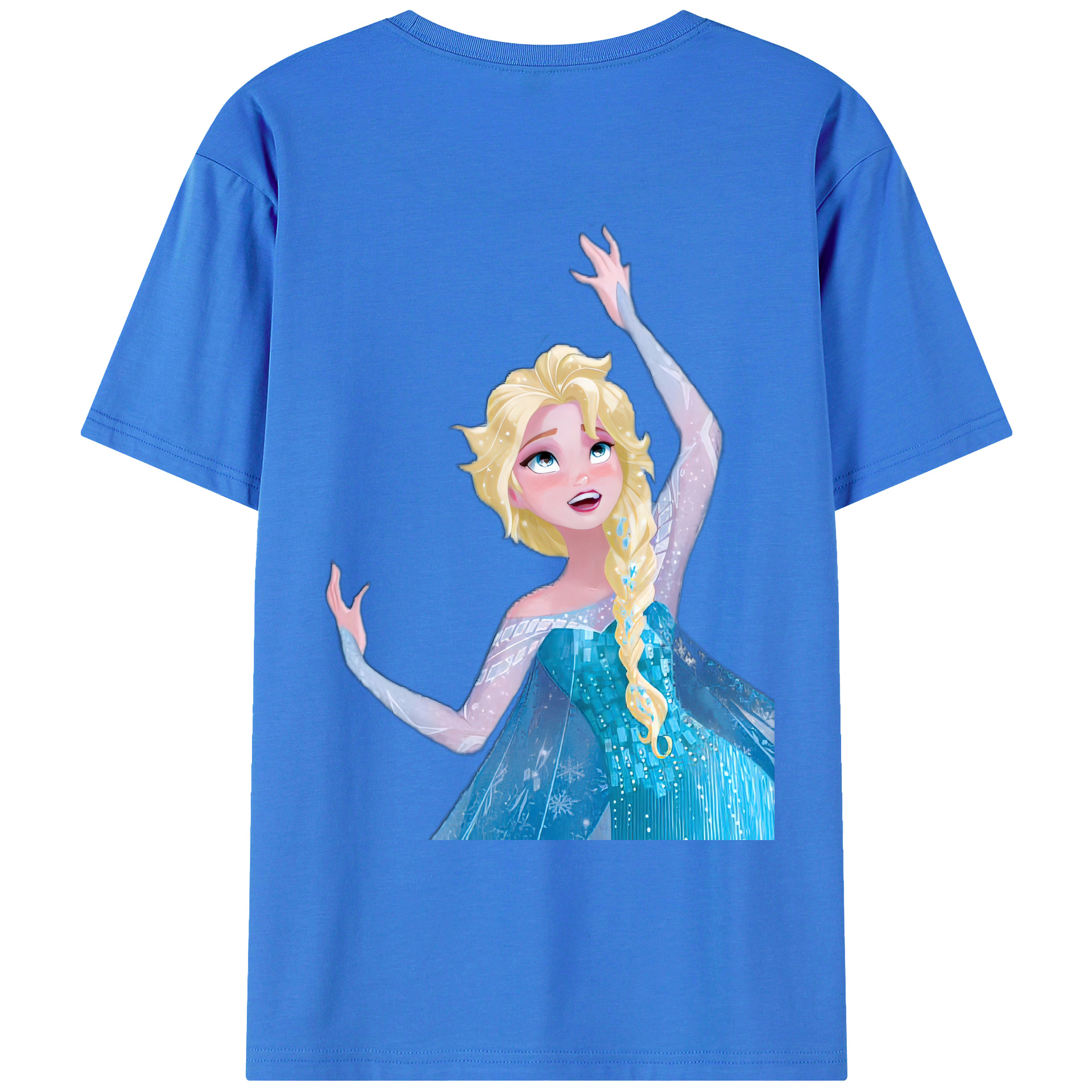 （画像用） アナと雪の女王 アンナ エルサ Frozen Anna Elsa 綿100％ メンズ半袖Tシャツ（バックプリント） 通気性
