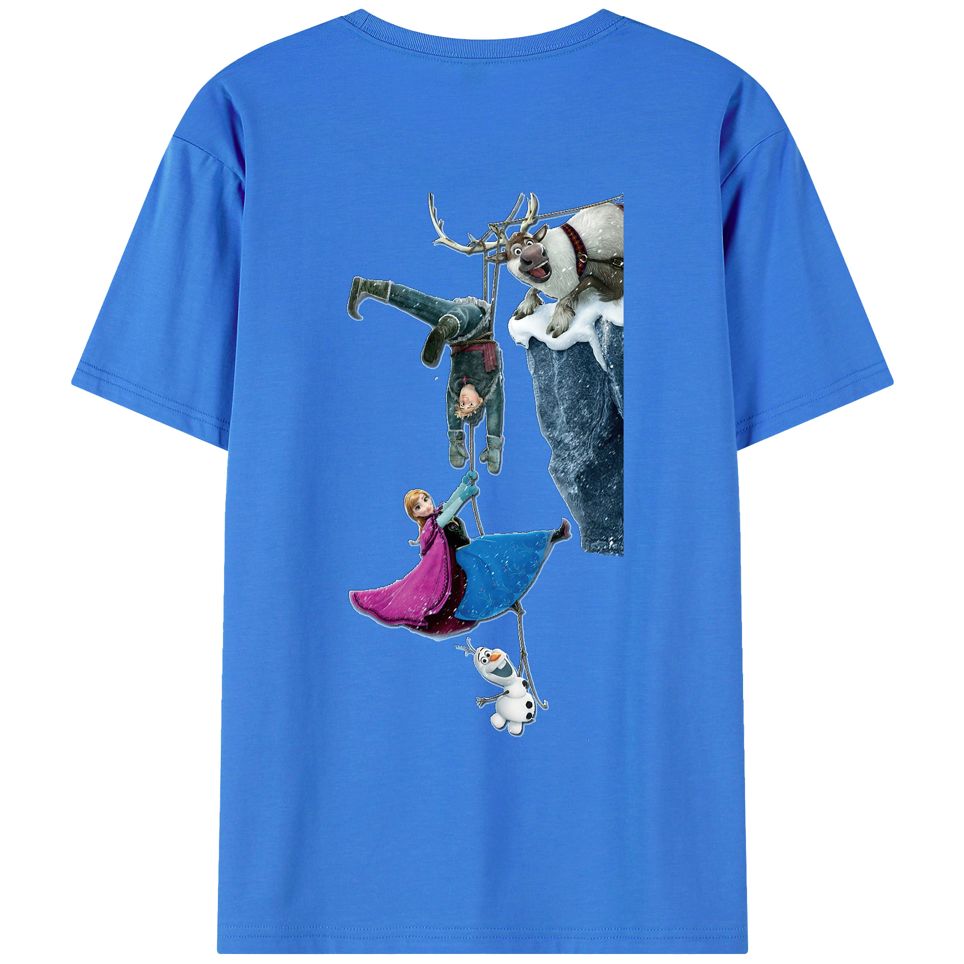 （画像用） アナと雪の女王 アンナ エルサ Frozen Anna Elsa 綿100％ メンズ半袖Tシャツ（バックプリント） 通気性