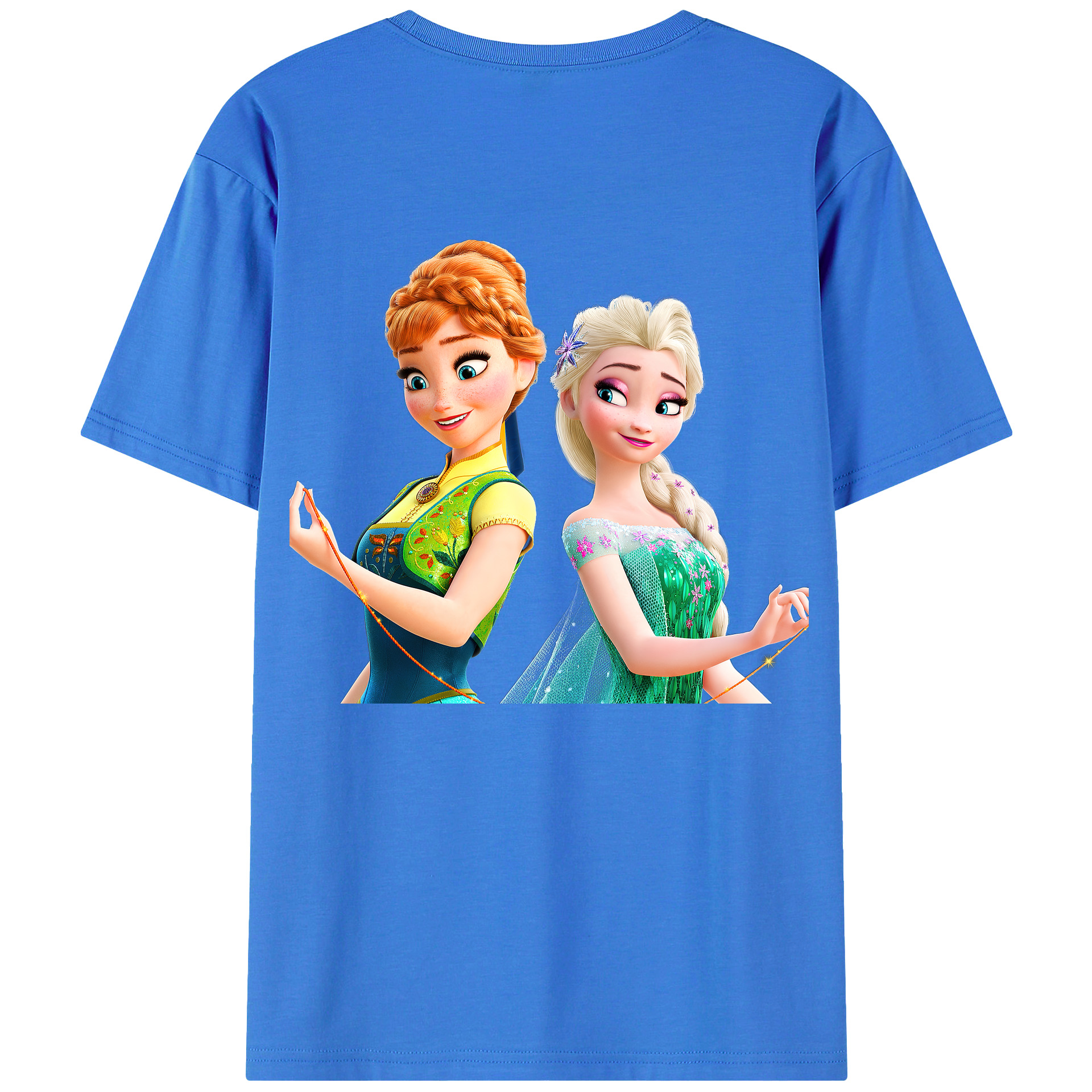 （画像用） アナと雪の女王 アンナ エルサ Frozen Anna Elsa 綿100％ メンズ半袖Tシャツ（バックプリント） 通気性