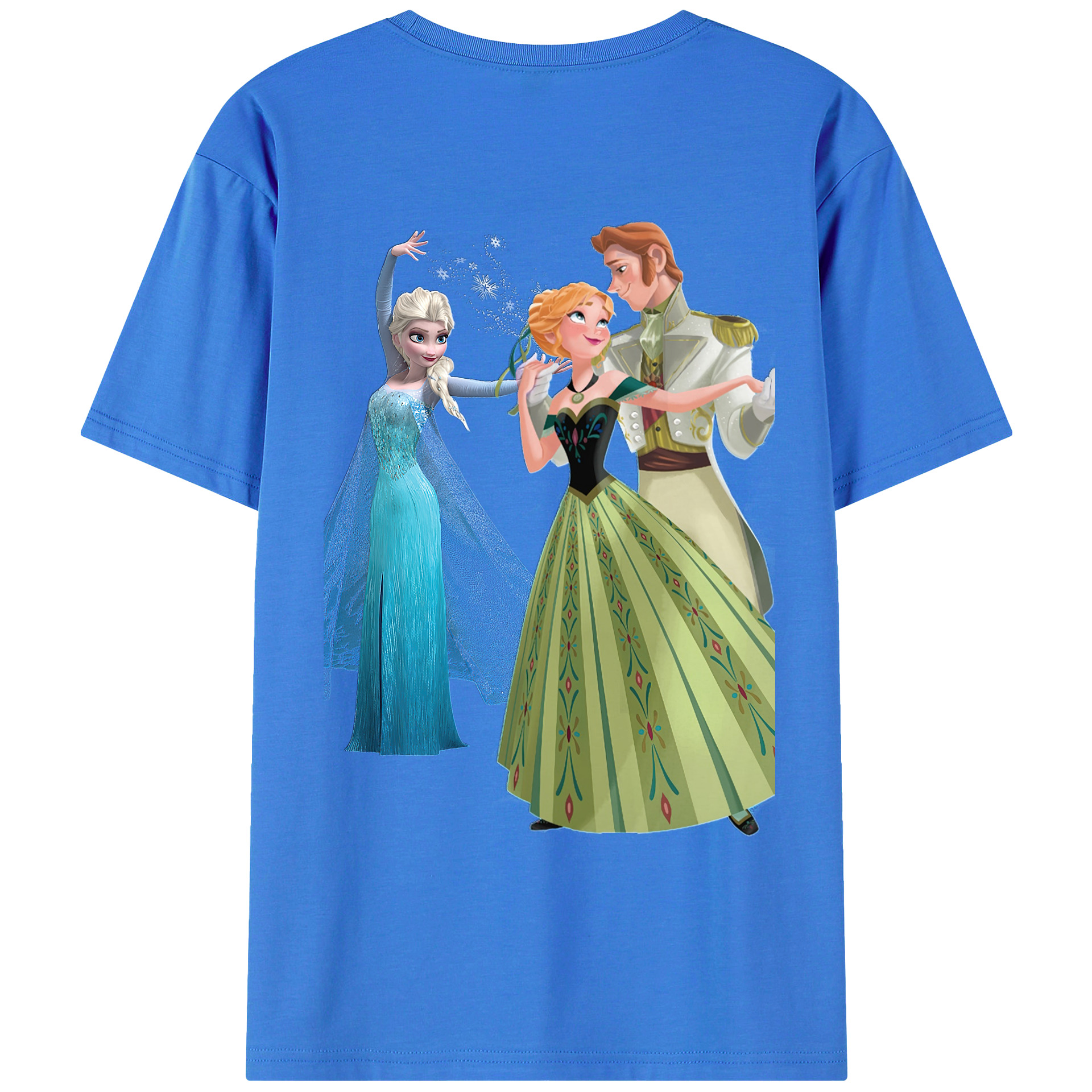 （画像用） アナと雪の女王 アンナ エルサ Frozen Anna Elsa 綿100％ メンズ半袖Tシャツ（バックプリント） 通気性