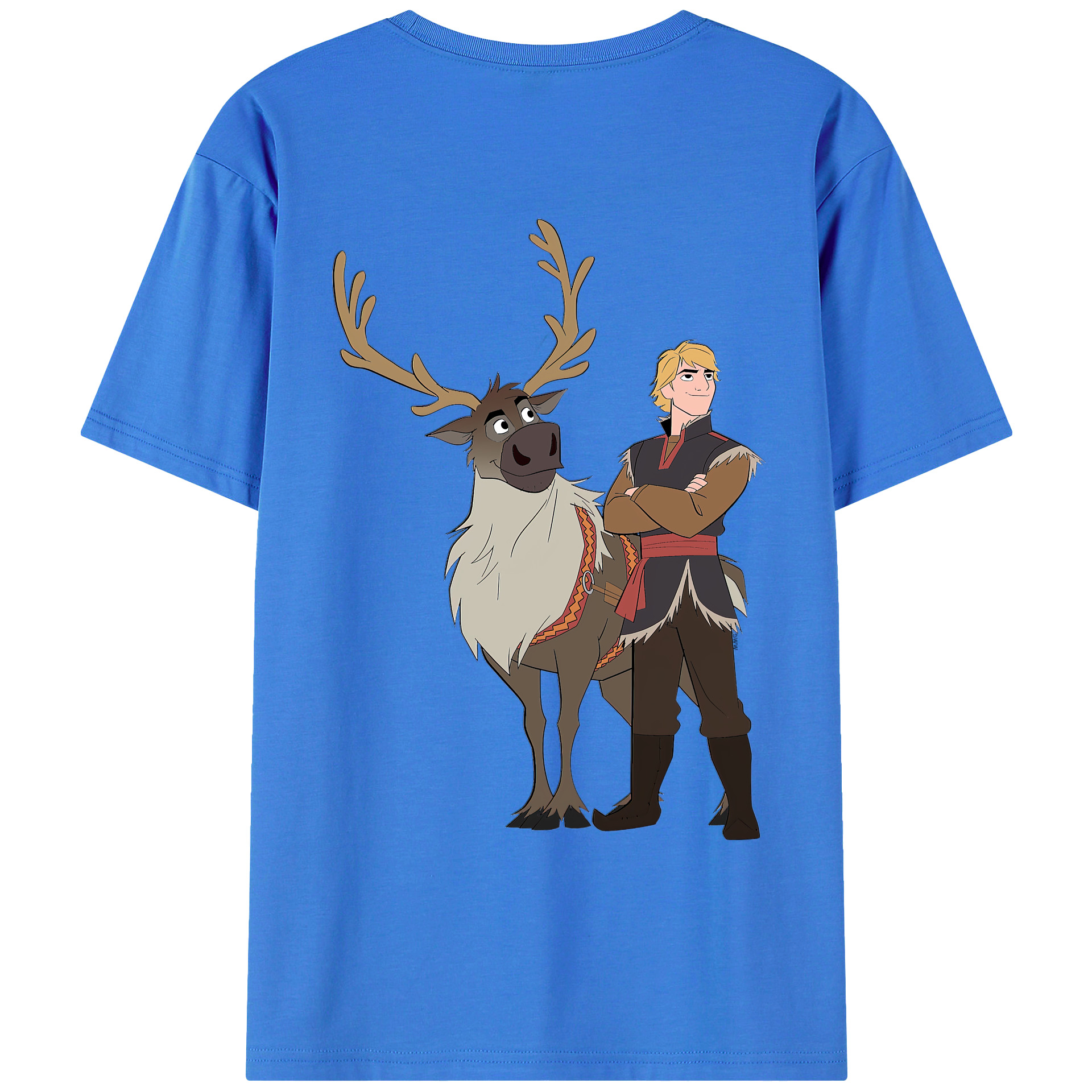（画像用） アナと雪の女王 アンナ エルサ Frozen Anna Elsa 綿100％ メンズ半袖Tシャツ（バックプリント） 通気性