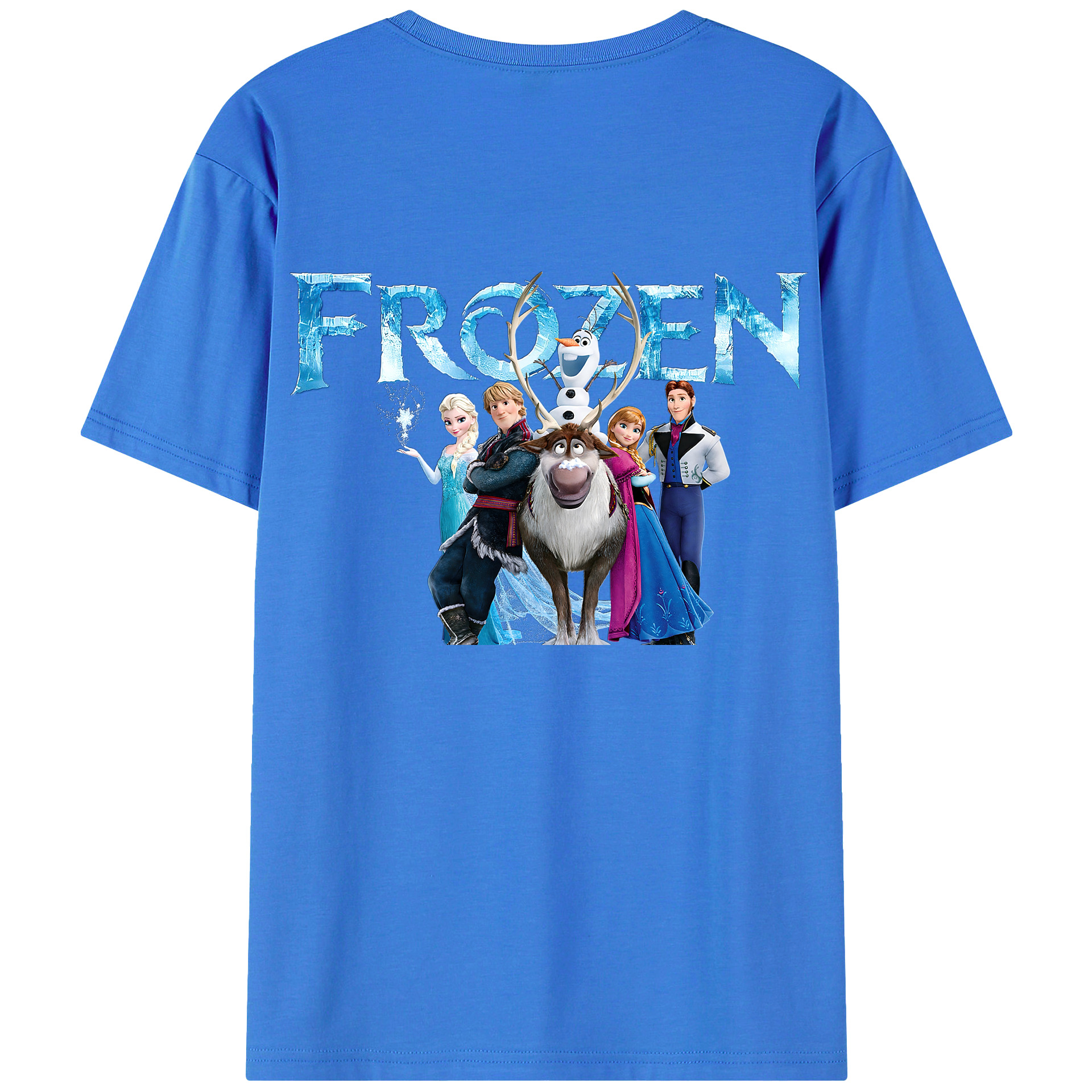 （画像用） アナと雪の女王 アンナ エルサ Frozen Anna Elsa 綿100％ メンズ半袖Tシャツ（バックプリント） 通気性