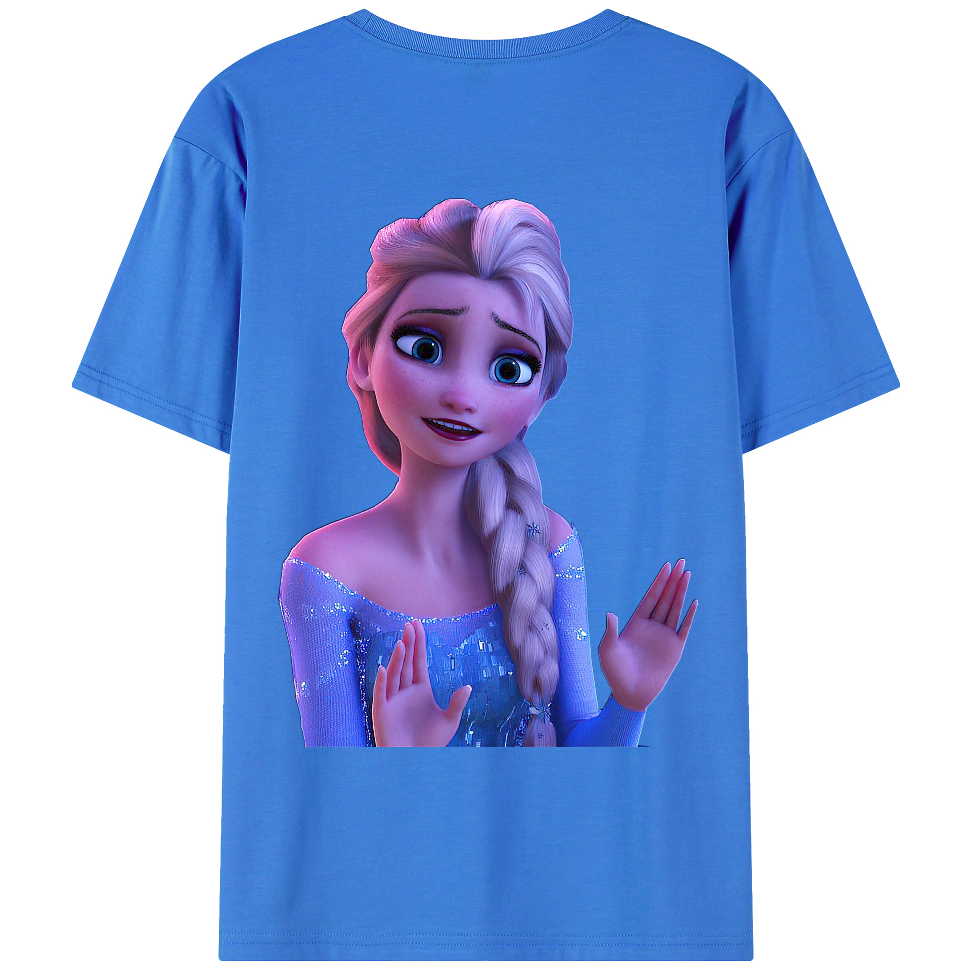 （画像用） アナと雪の女王 アンナ エルサ Frozen Anna Elsa 綿100％ メンズ半袖Tシャツ（バックプリント） 通気性