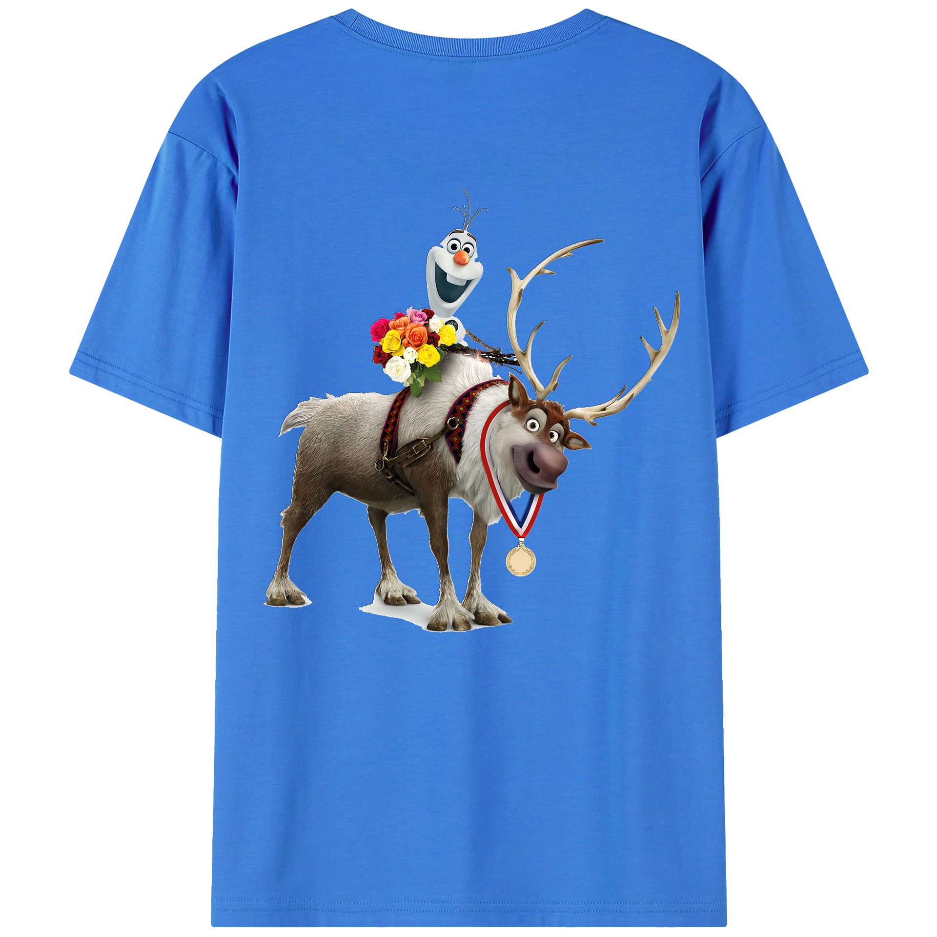 （画像用） アナと雪の女王 アンナ エルサ Frozen Anna Elsa 綿100％ メンズ半袖Tシャツ（バックプリント） 通気性