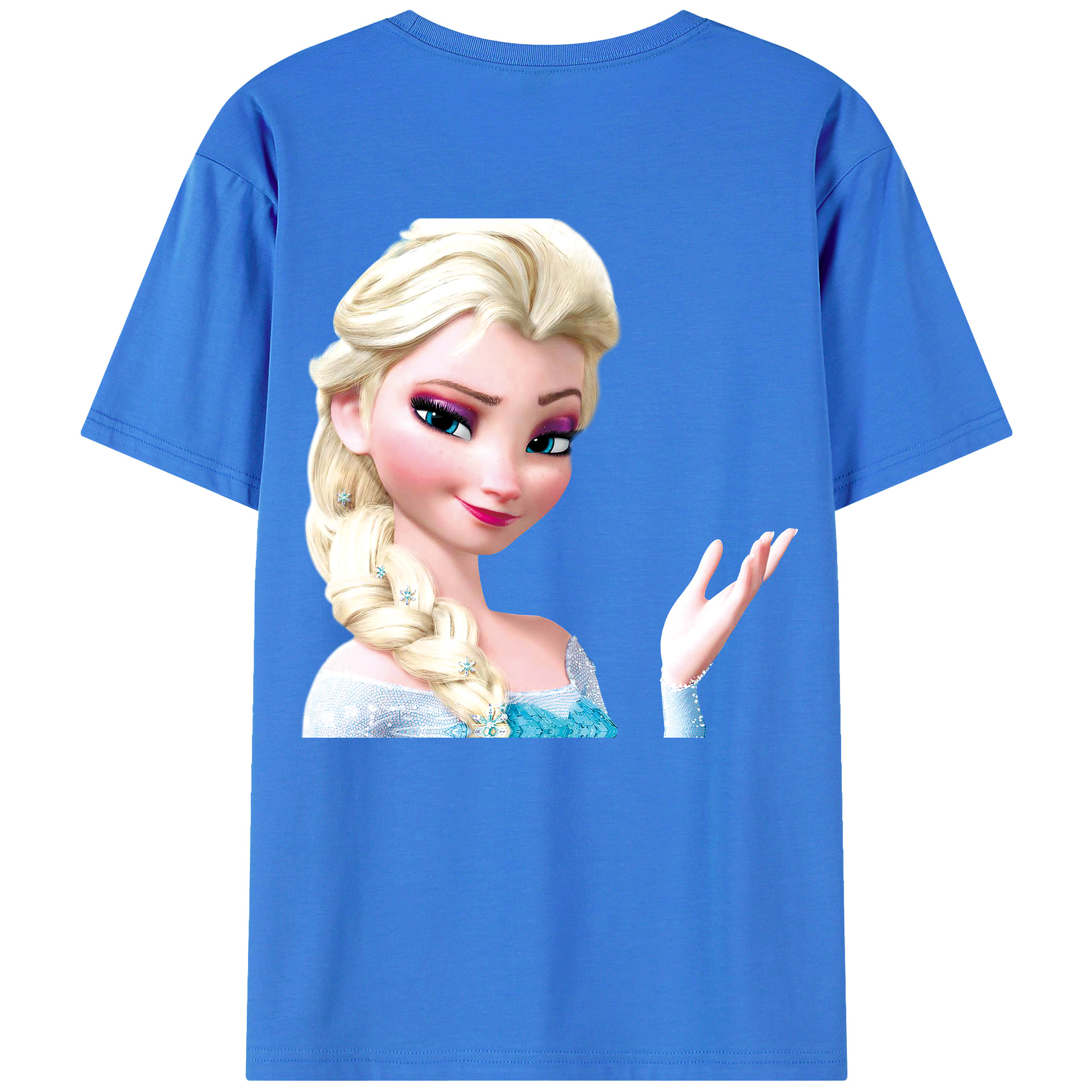 （画像用） アナと雪の女王 アンナ エルサ Frozen Anna Elsa 綿100％ メンズ半袖Tシャツ（バックプリント） 通気性