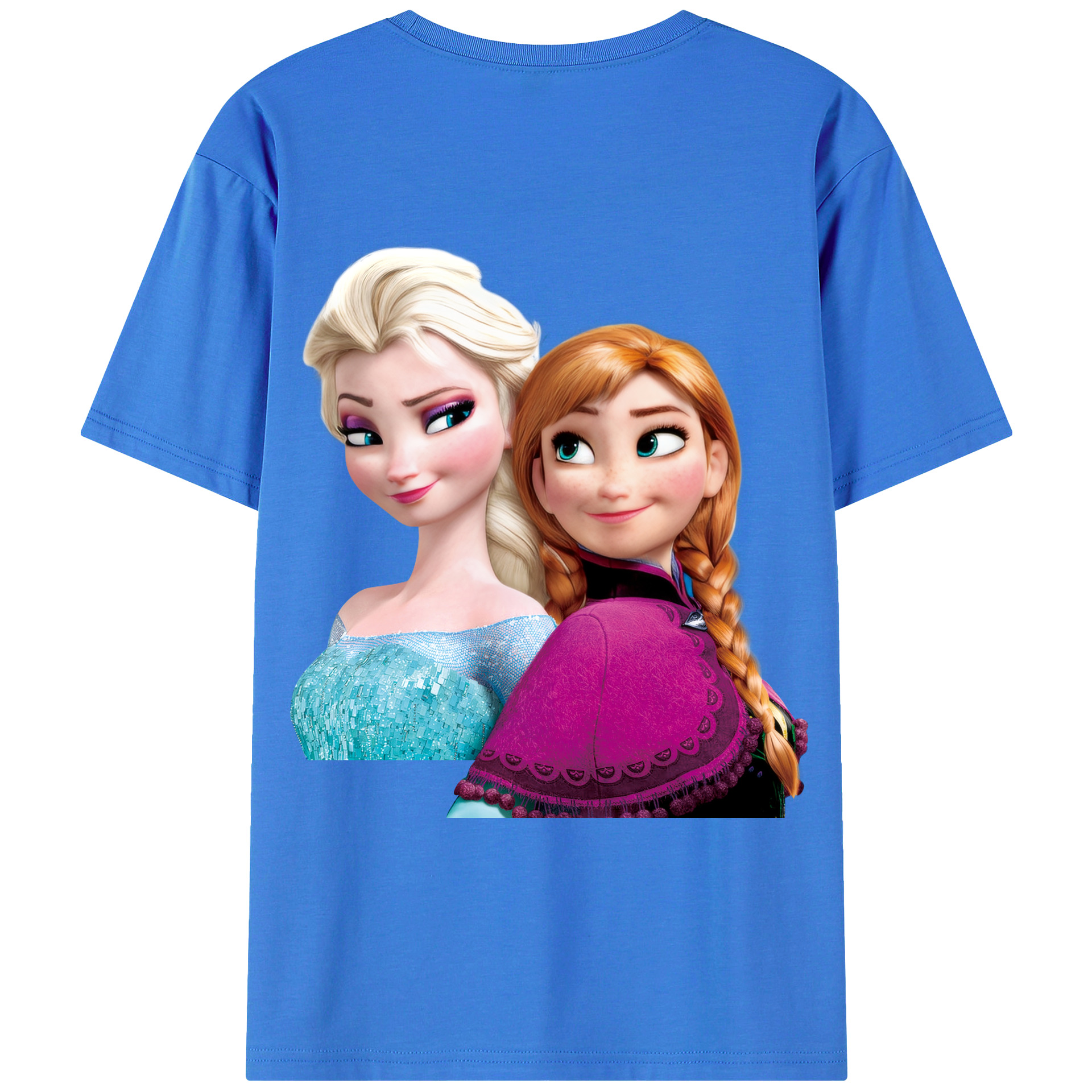 （画像用） アナと雪の女王 アンナ エルサ Frozen Anna Elsa 綿100％ メンズ半袖Tシャツ（バックプリント） 通気性