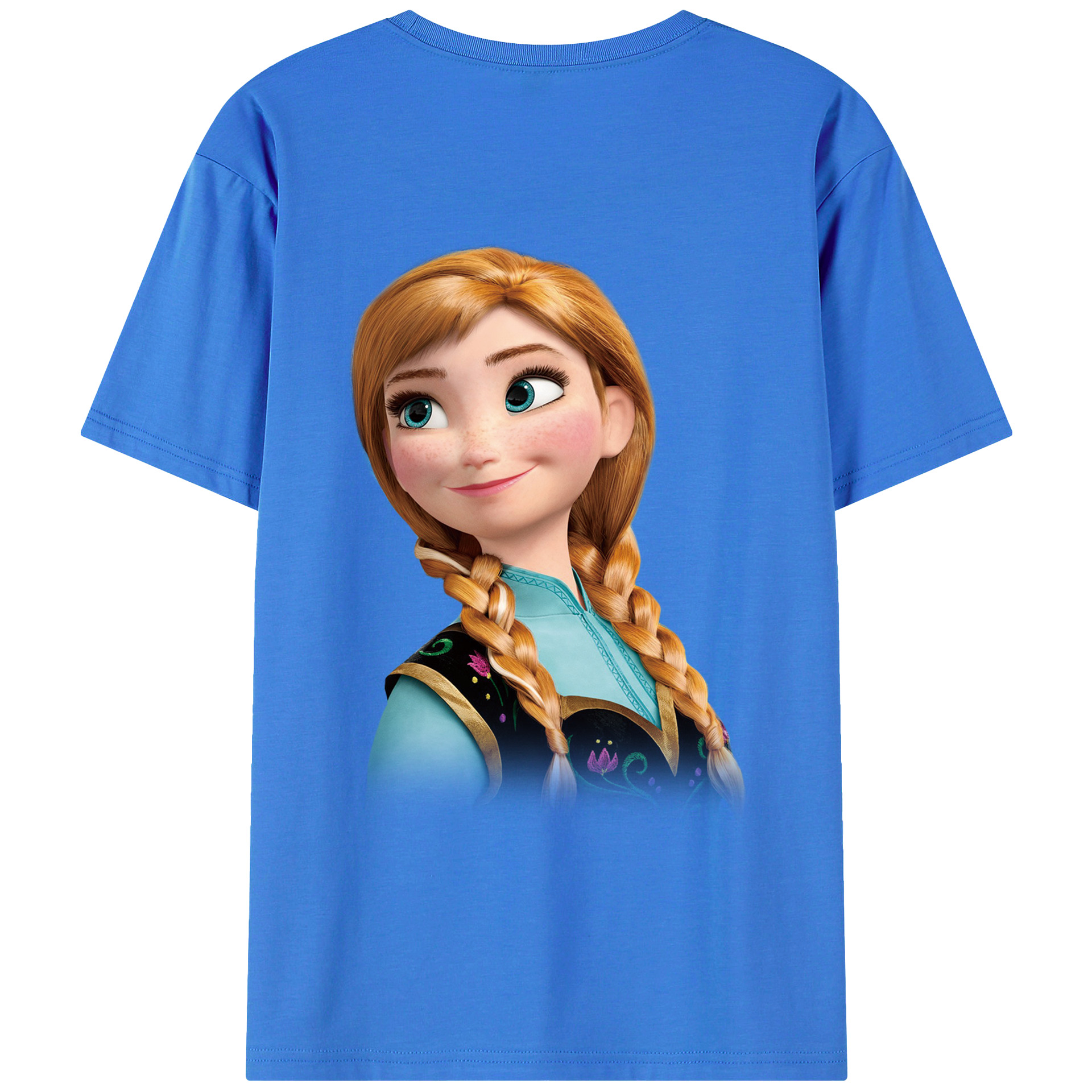 （画像用） アナと雪の女王 アンナ エルサ Frozen Anna Elsa 綿100％ メンズ半袖Tシャツ（バックプリント） 通気性