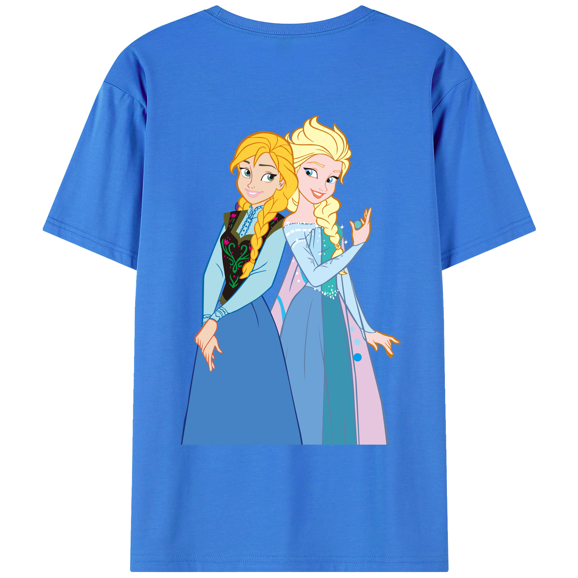 （画像用） アナと雪の女王 アンナ エルサ Frozen Anna Elsa 綿100％ メンズ半袖Tシャツ（バックプリント） 通気性