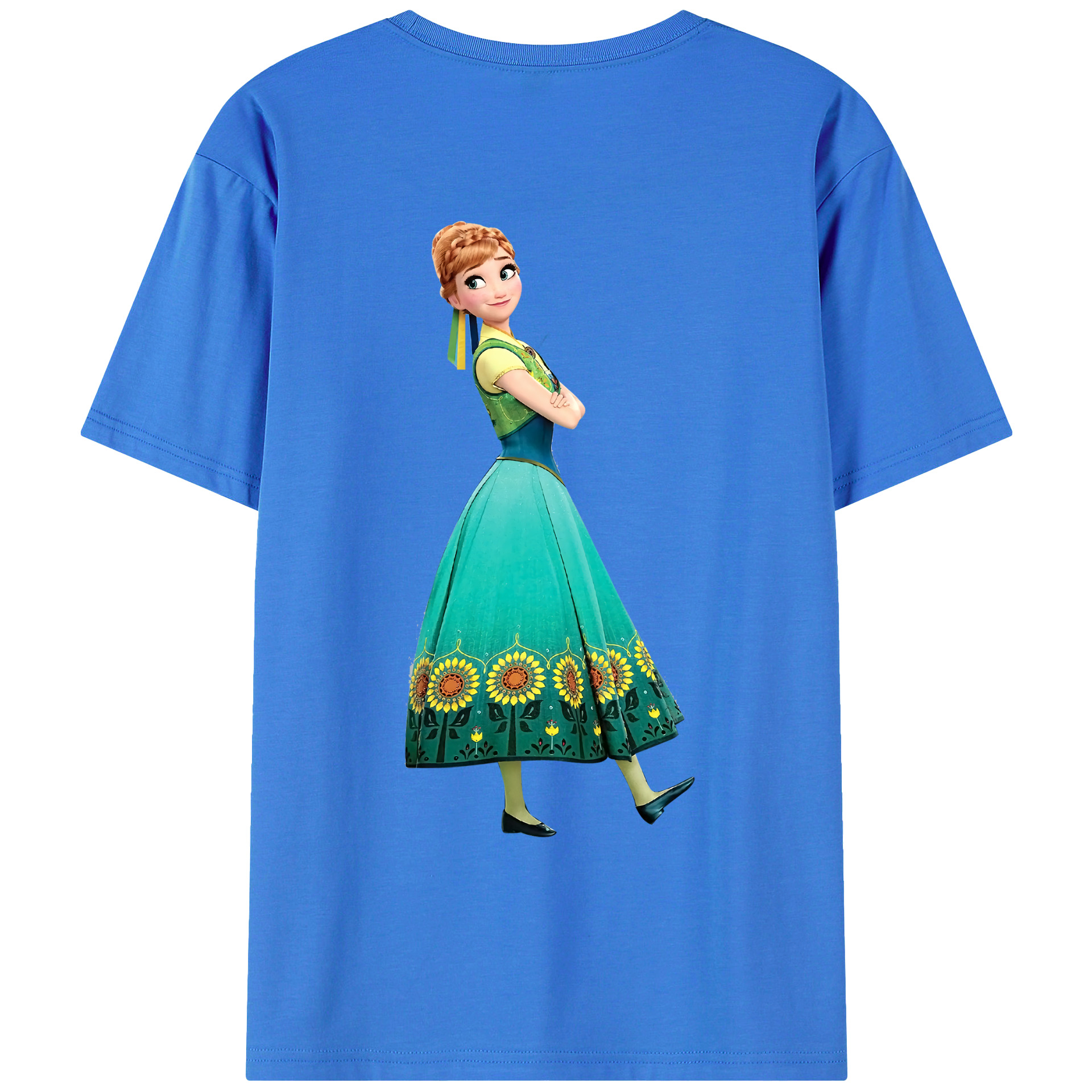 （画像用） アナと雪の女王 アンナ エルサ Frozen Anna Elsa 綿100％ メンズ半袖Tシャツ（バックプリント） 通気性