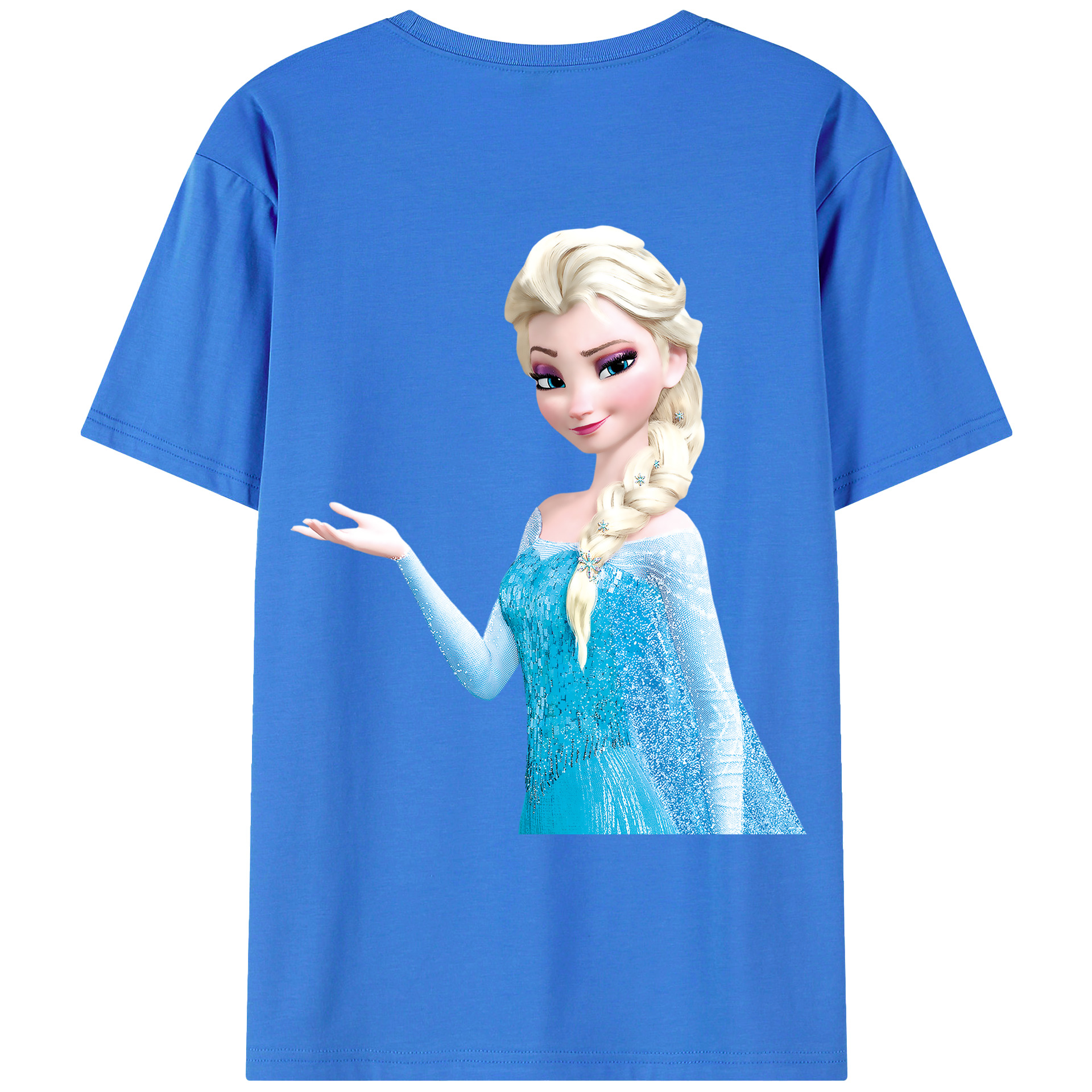 （画像用） アナと雪の女王 アンナ エルサ Frozen Anna Elsa 綿100％ メンズ半袖Tシャツ（バックプリント） 通気性