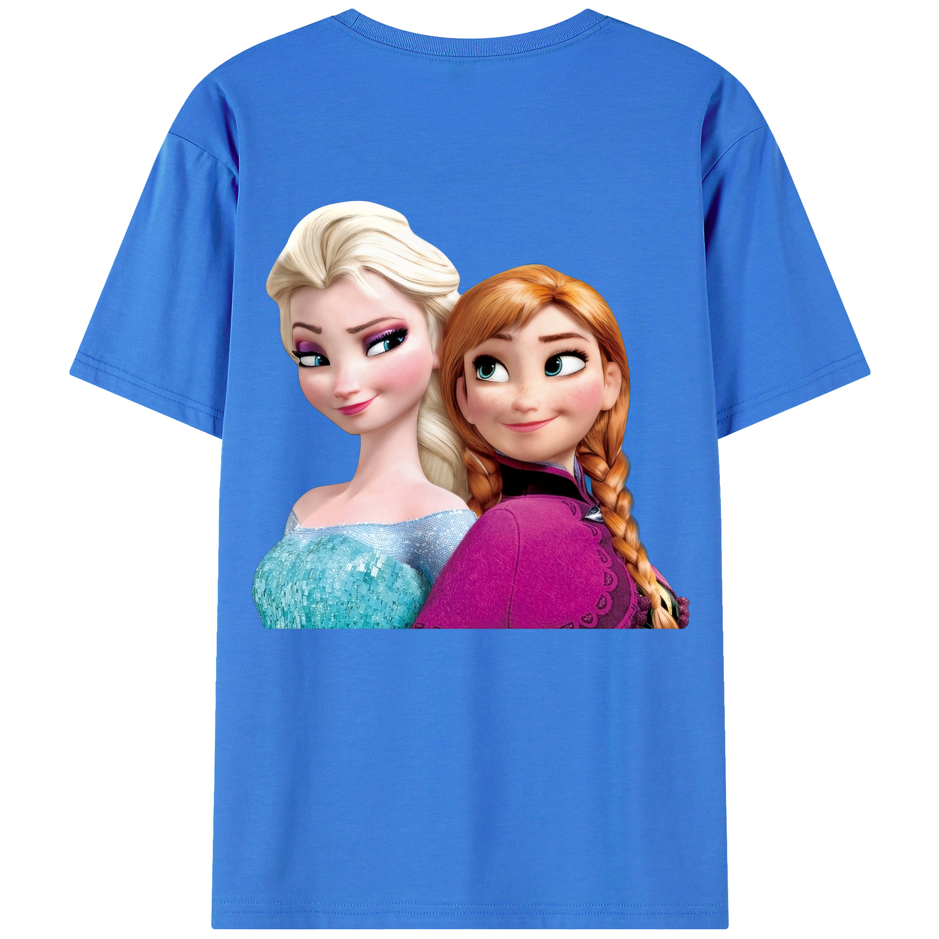 （画像用） アナと雪の女王 アンナ エルサ Frozen Anna Elsa 綿100％ メンズ半袖Tシャツ（バックプリント） 通気性