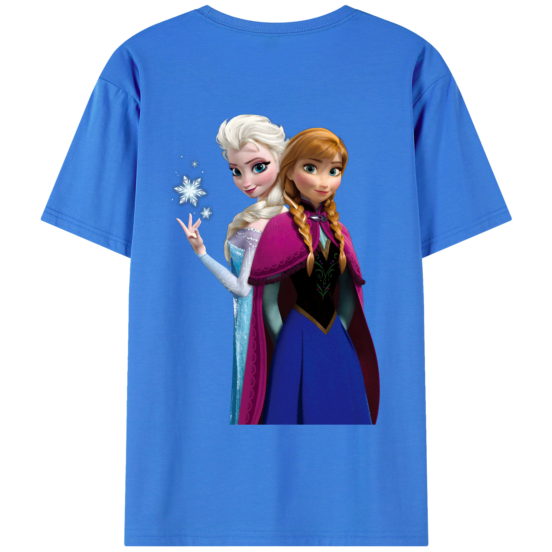 （画像用） アナと雪の女王 アンナ エルサ Frozen Anna Elsa 綿100％ メンズ半袖Tシャツ（バックプリント） 通気性