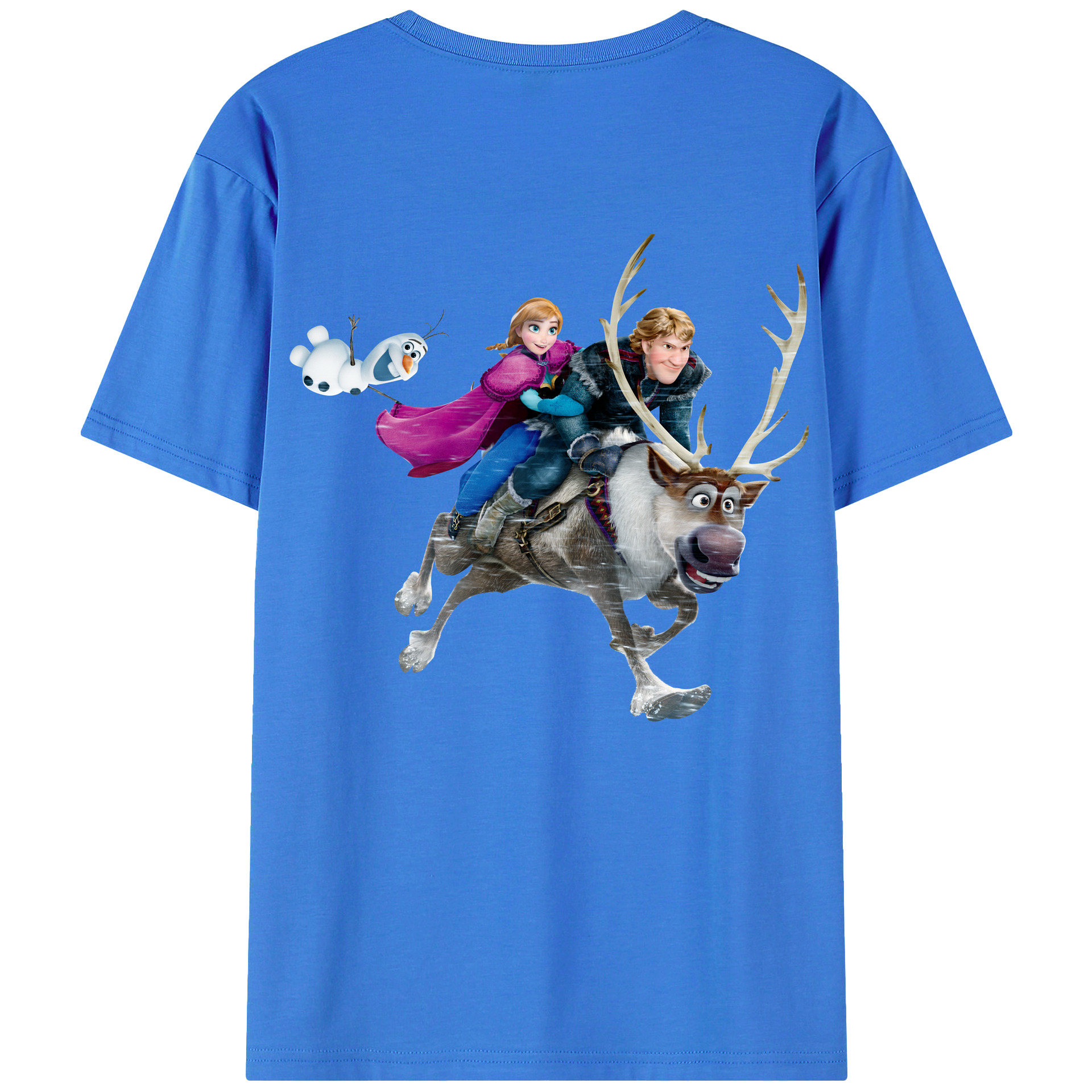 （画像用） アナと雪の女王 アンナ エルサ Frozen Anna Elsa 綿100％ メンズ半袖Tシャツ（バックプリント） 通気性