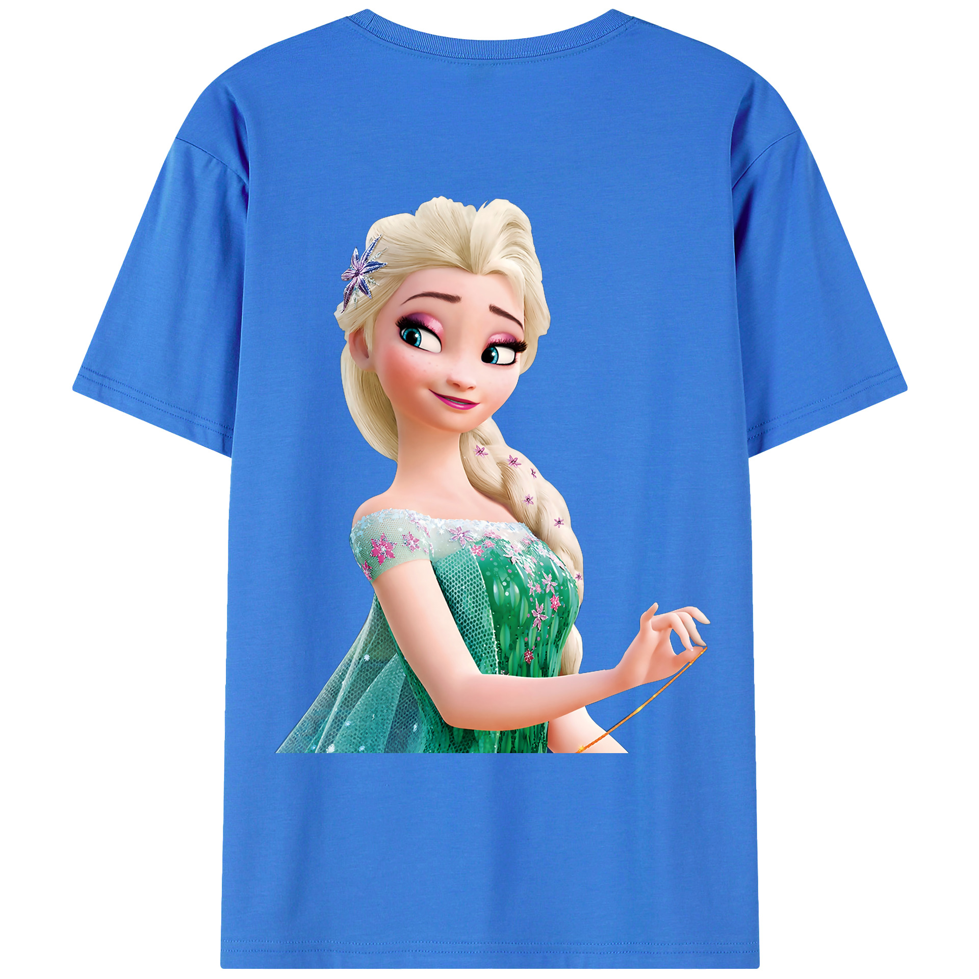 （画像用） アナと雪の女王 アンナ エルサ Frozen Anna Elsa 綿100％ メンズ半袖Tシャツ（バックプリント） 通気性