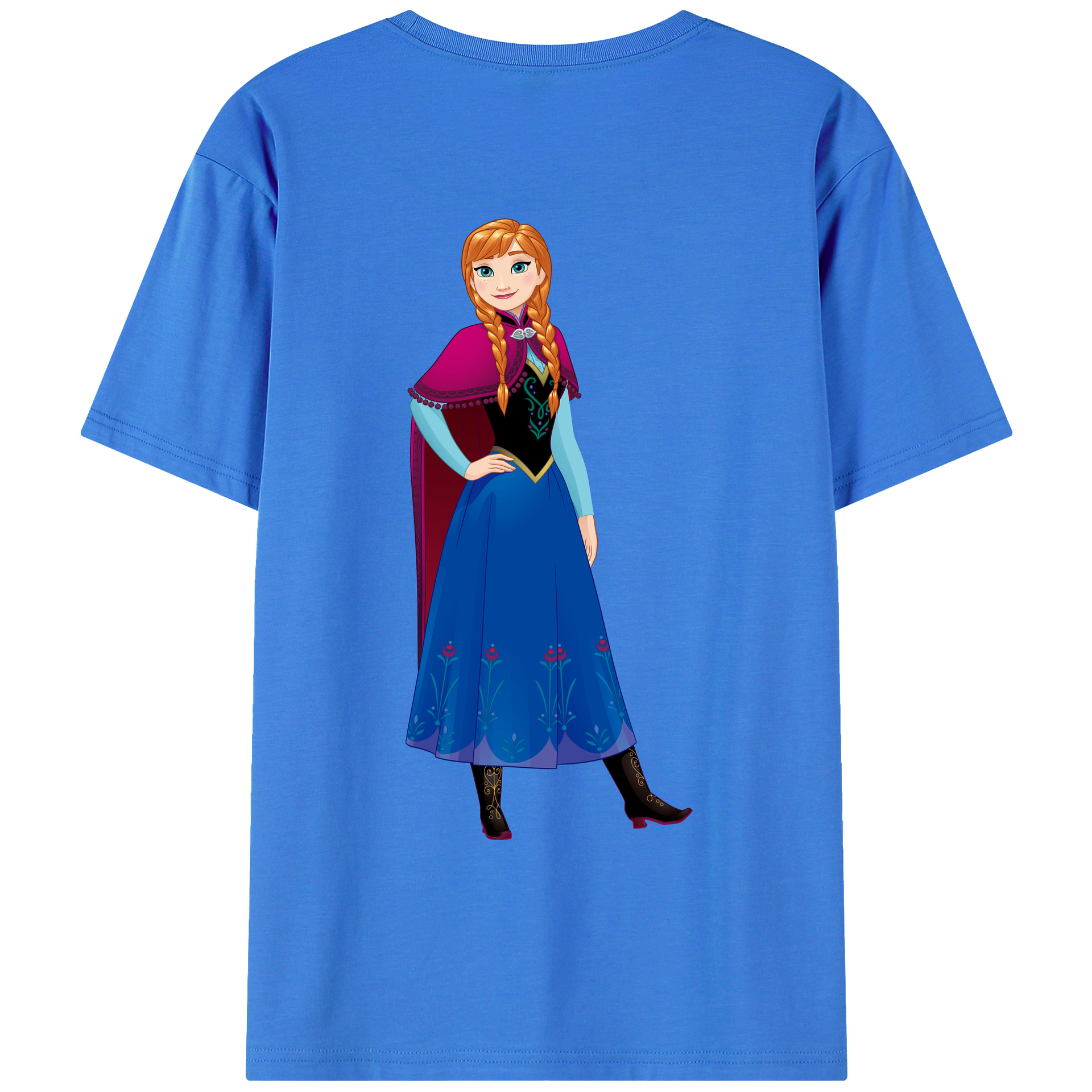 （画像用） アナと雪の女王 アンナ エルサ Frozen Anna Elsa 綿100％ メンズ半袖Tシャツ（バックプリント） 通気性