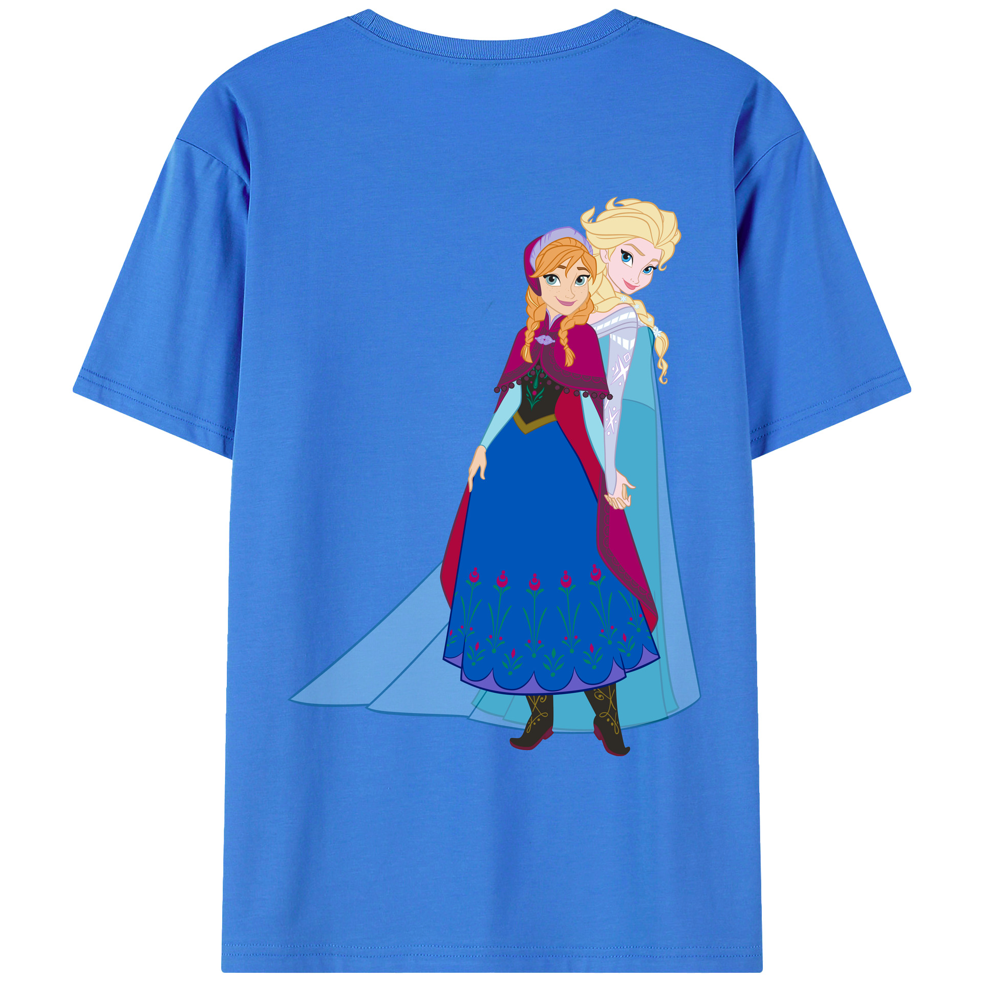 （画像用） アナと雪の女王 アンナ エルサ Frozen Anna Elsa 綿100％ メンズ半袖Tシャツ（バックプリント） 通気性