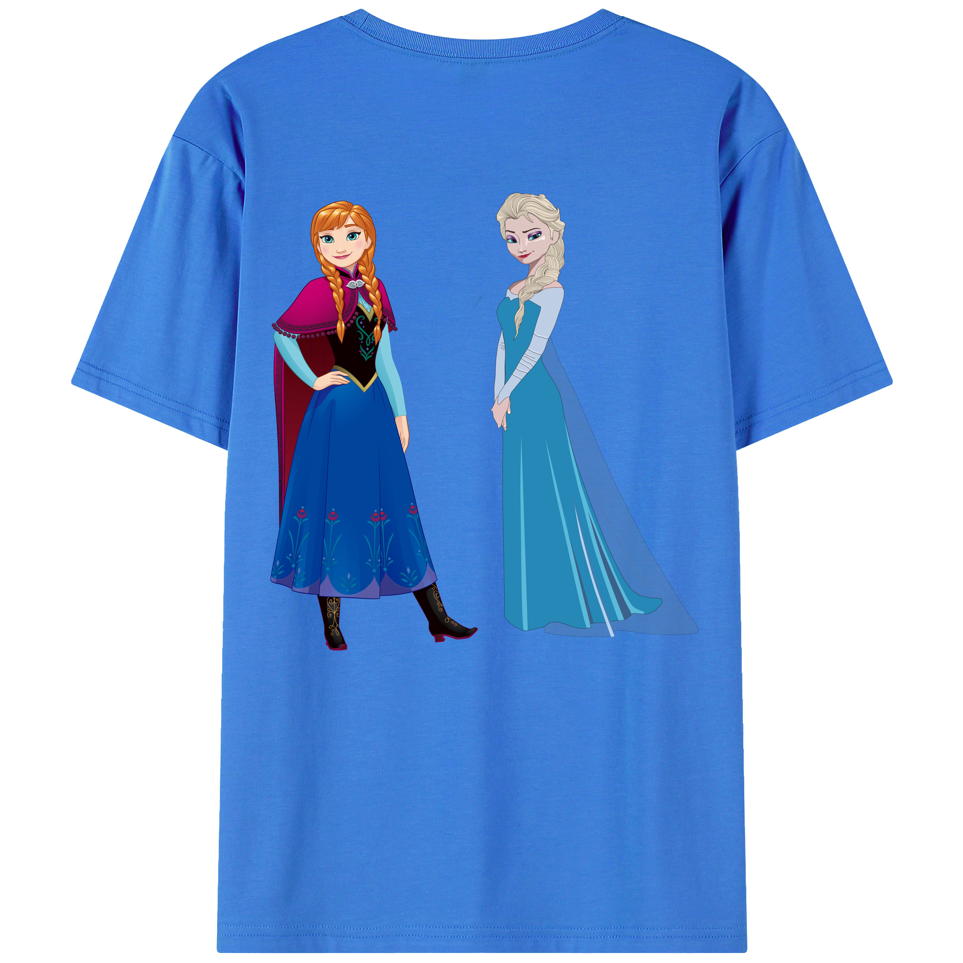 （画像用） アナと雪の女王 アンナ エルサ Frozen Anna Elsa 綿100％ メンズ半袖Tシャツ（バックプリント） 通気性