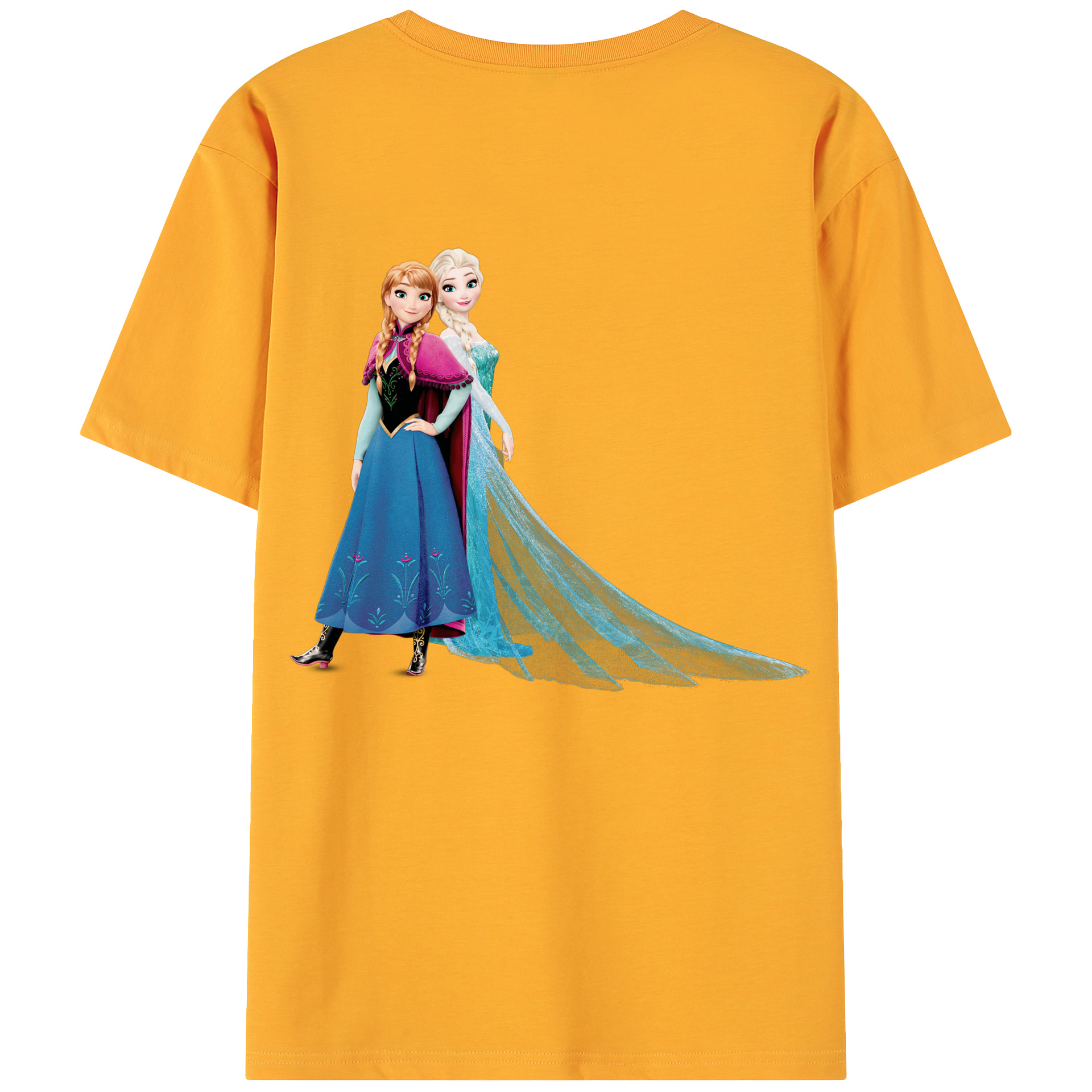 （画像用） アナと雪の女王 アンナ エルサ Frozen Anna Elsa 綿100％ メンズ半袖Tシャツ（バックプリント） 通気性