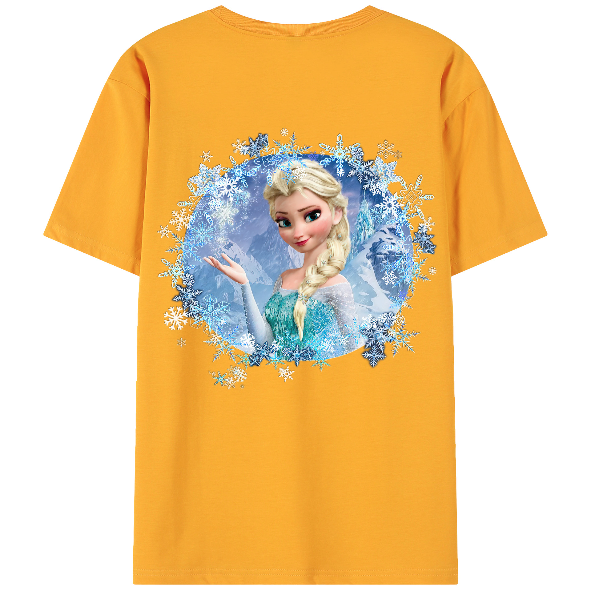 （画像用） アナと雪の女王 アンナ エルサ Frozen Anna Elsa 綿100％ メンズ半袖Tシャツ（バックプリント） 通気性