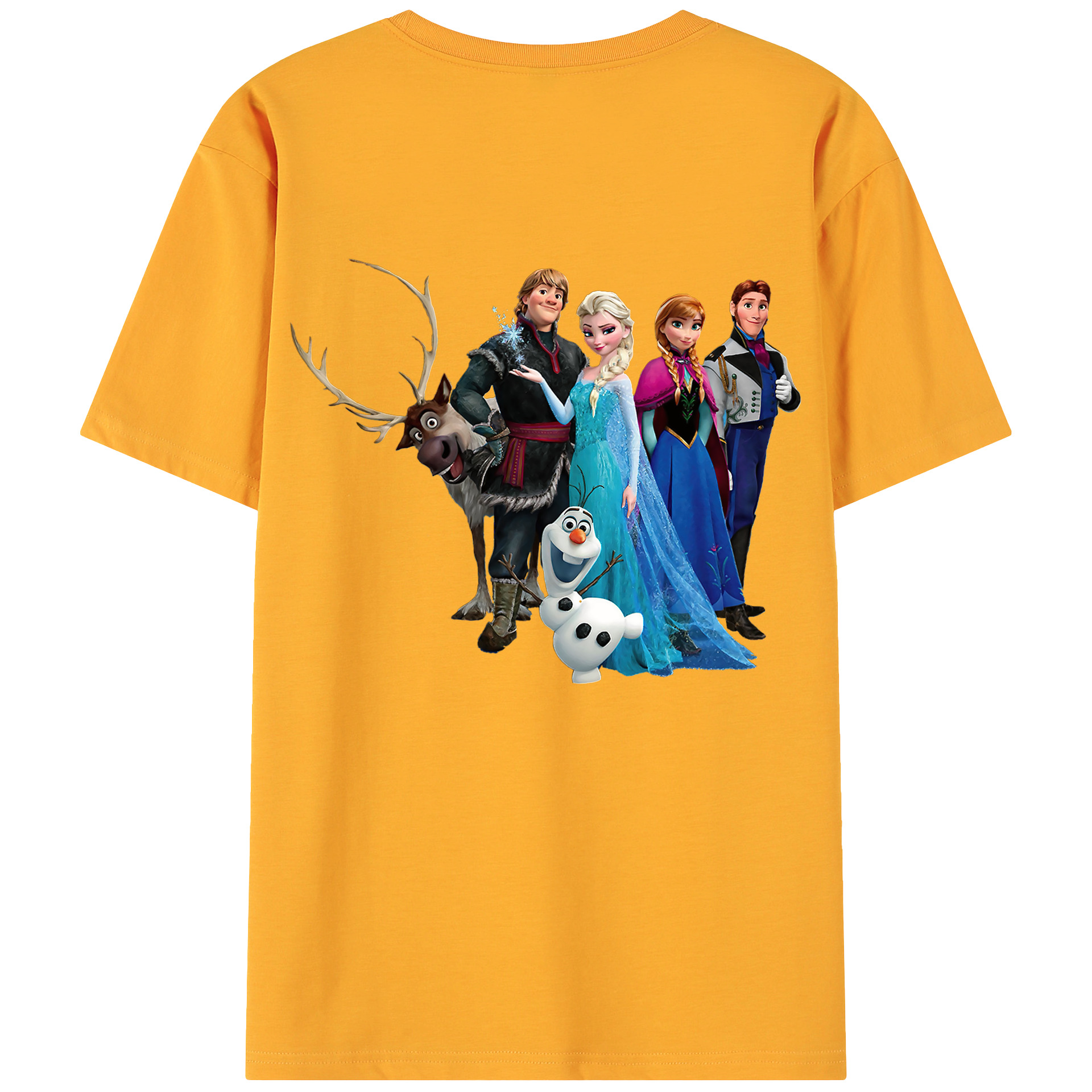（画像用） アナと雪の女王 アンナ エルサ Frozen Anna Elsa 綿100％ メンズ半袖Tシャツ（バックプリント） 通気性