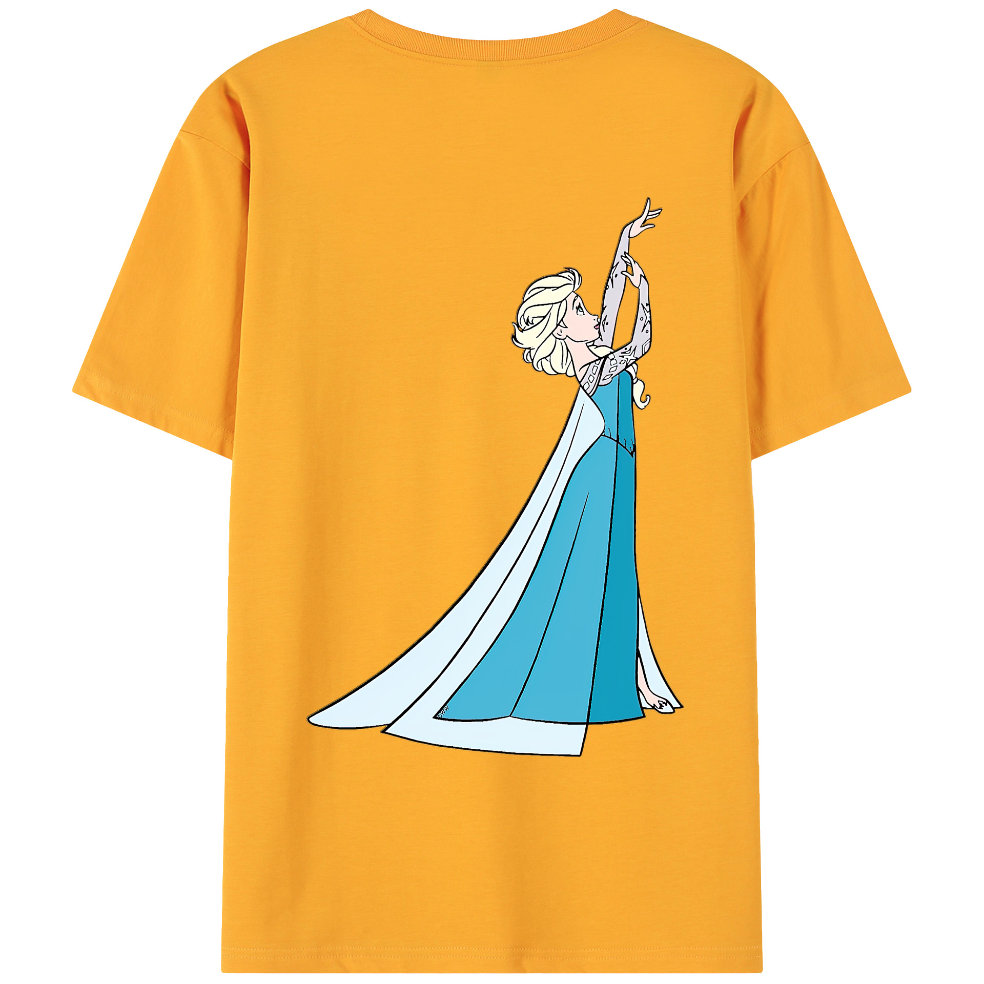 （画像用） アナと雪の女王 アンナ エルサ Frozen Anna Elsa 綿100％ メンズ半袖Tシャツ（バックプリント） 通気性