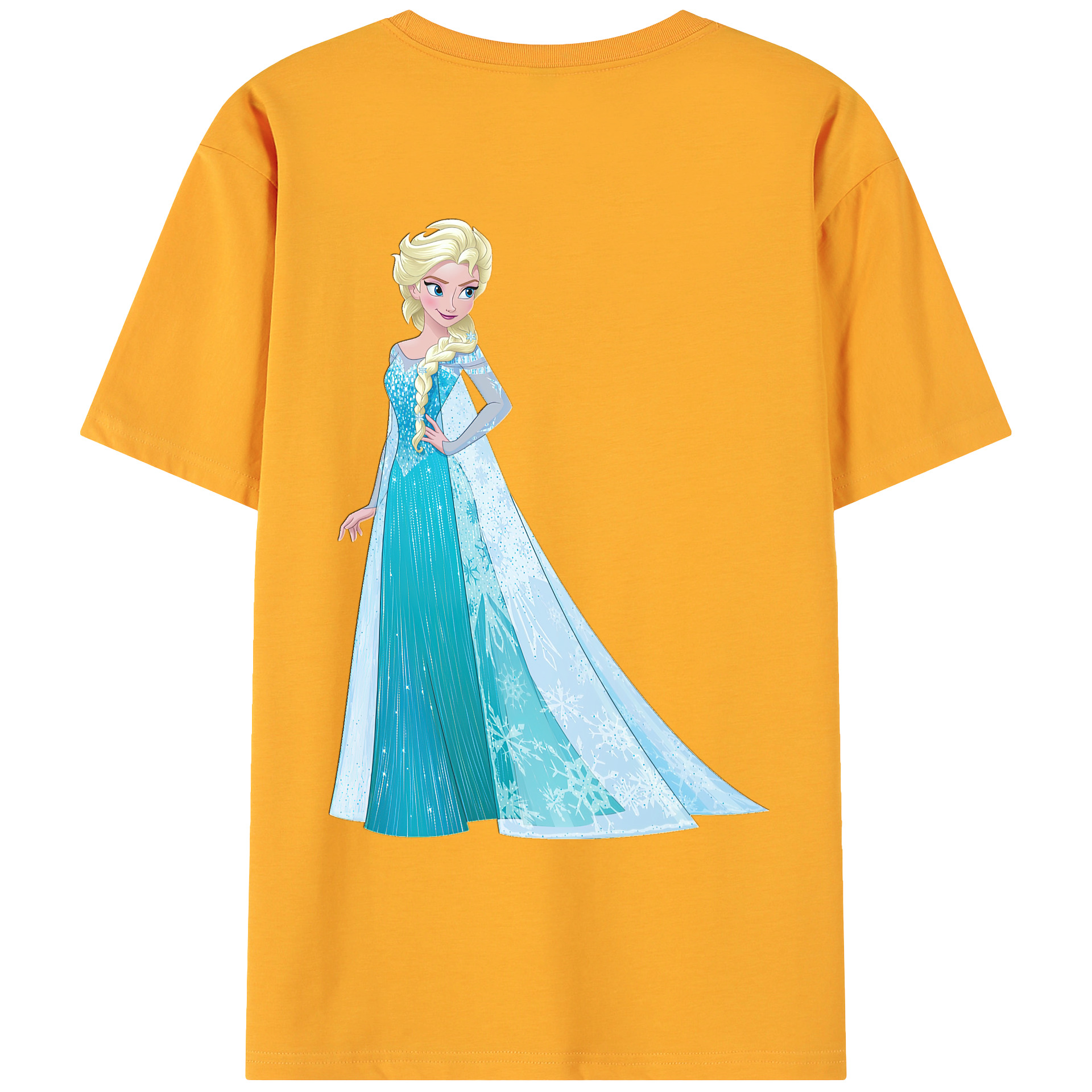 （画像用） アナと雪の女王 アンナ エルサ Frozen Anna Elsa 綿100％ メンズ半袖Tシャツ（バックプリント） 通気性