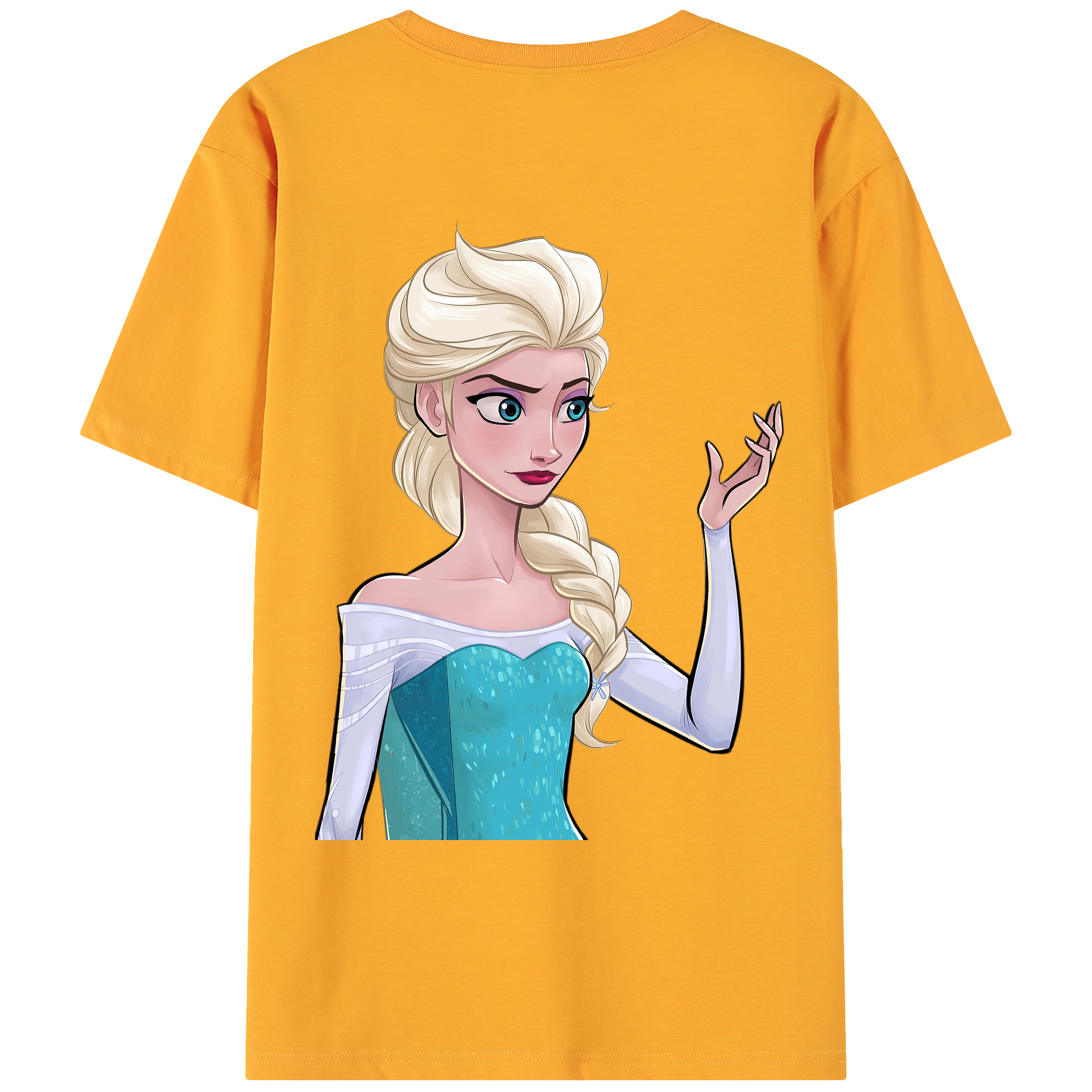 （画像用） アナと雪の女王 アンナ エルサ Frozen Anna Elsa 綿100％ メンズ半袖Tシャツ（バックプリント） 通気性