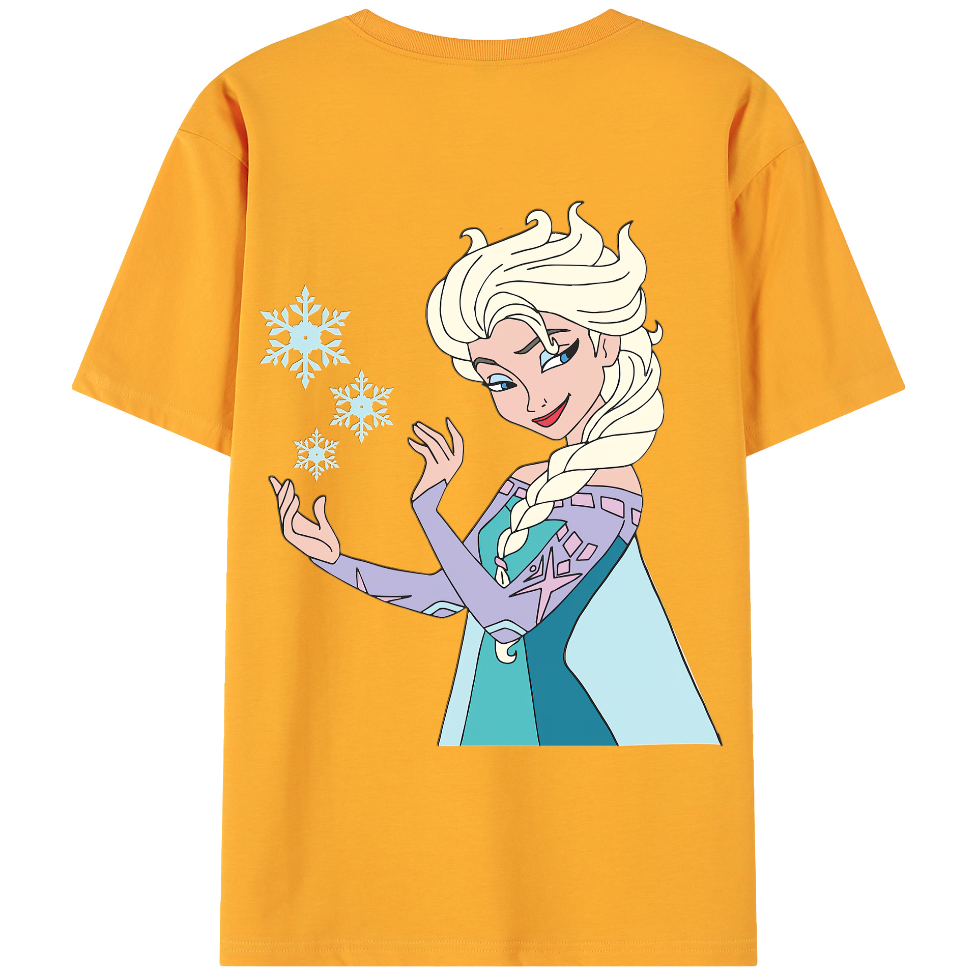 （画像用） アナと雪の女王 アンナ エルサ Frozen Anna Elsa 綿100％ メンズ半袖Tシャツ（バックプリント） 通気性