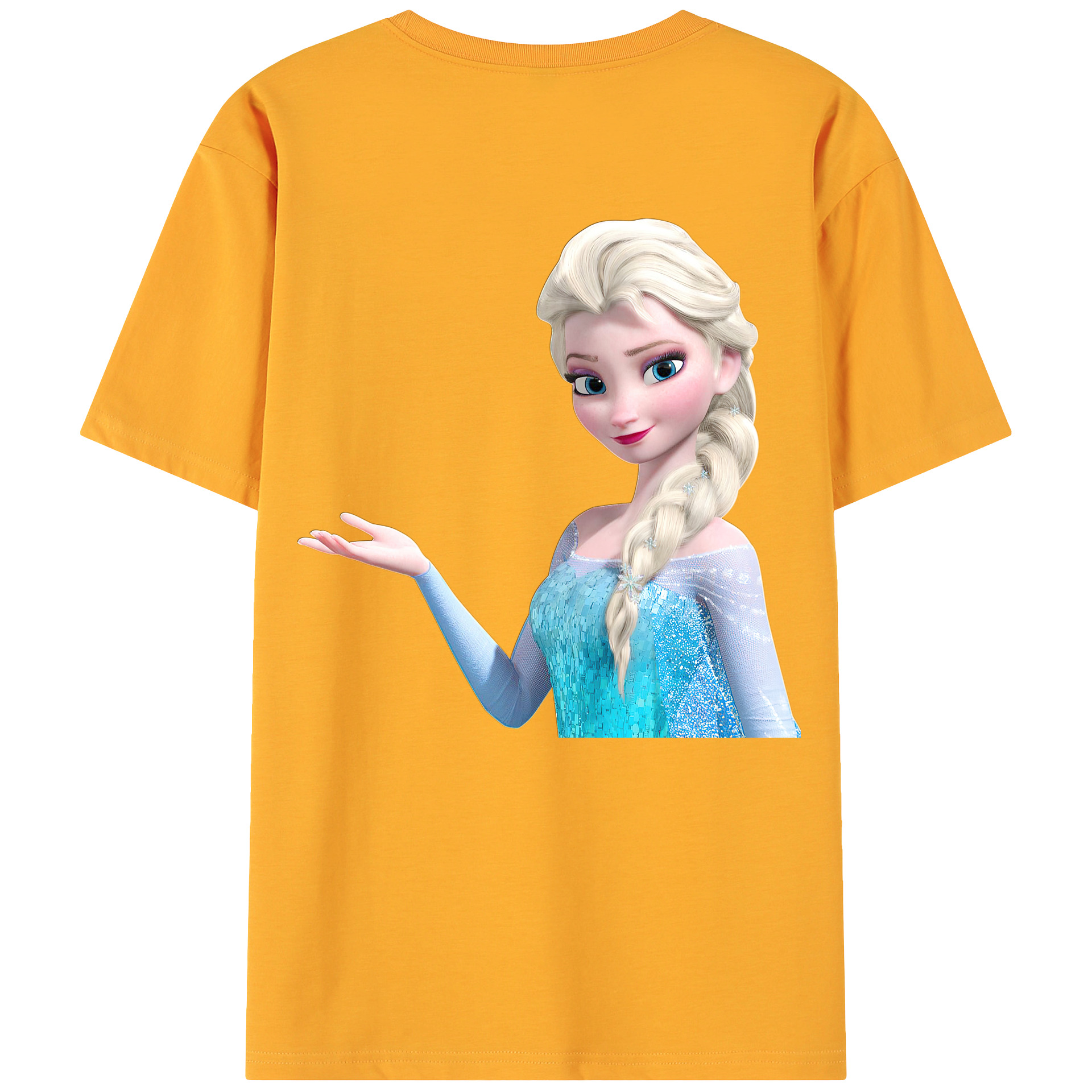 （画像用） アナと雪の女王 アンナ エルサ Frozen Anna Elsa 綿100％ メンズ半袖Tシャツ（バックプリント） 通気性