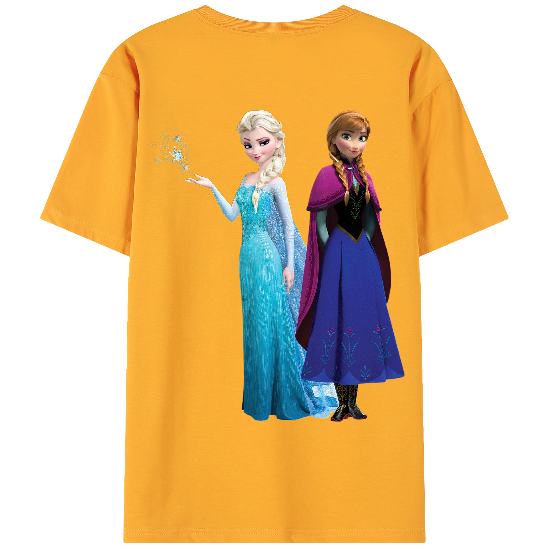 （画像用） アナと雪の女王 アンナ エルサ Frozen Anna Elsa 綿100％ メンズ半袖Tシャツ（バックプリント） 通気性